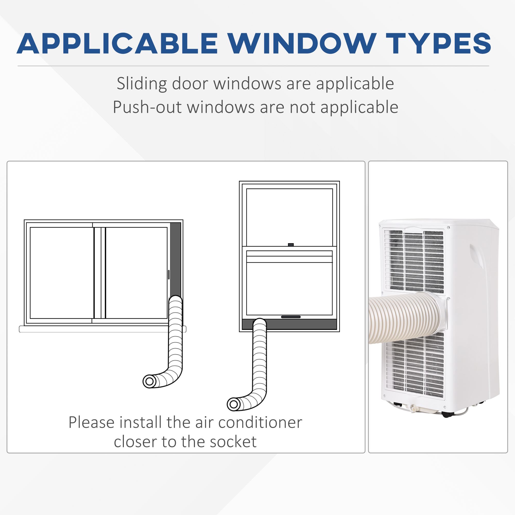 HOMCOM Mobile Air Conditioner White W/ Remote Control Cooling Dehumidifying Ventilating - 780W