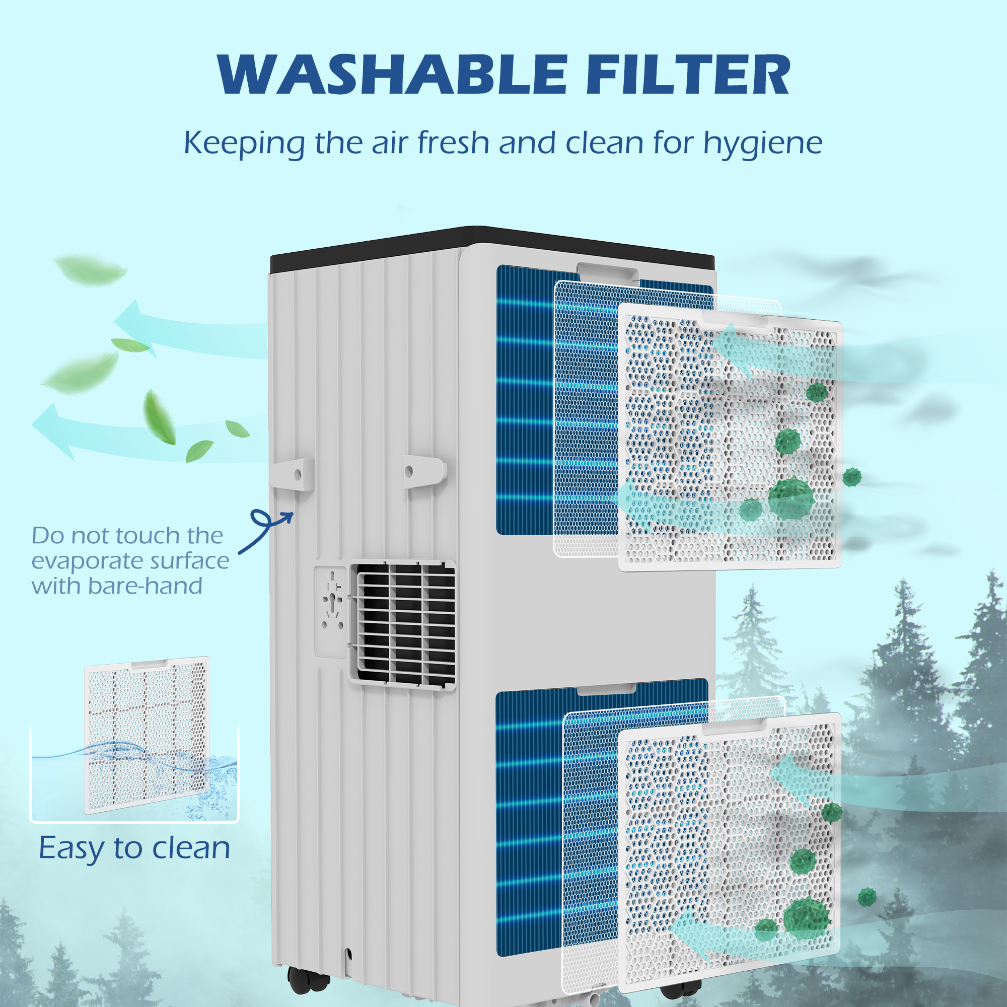 HOMCOM 7,000 BTU Mobile Air Conditioner, 15mÂ², Smart Home WiFi, with Dehumidifier, Fan, 24H Timer, Window Kit, White