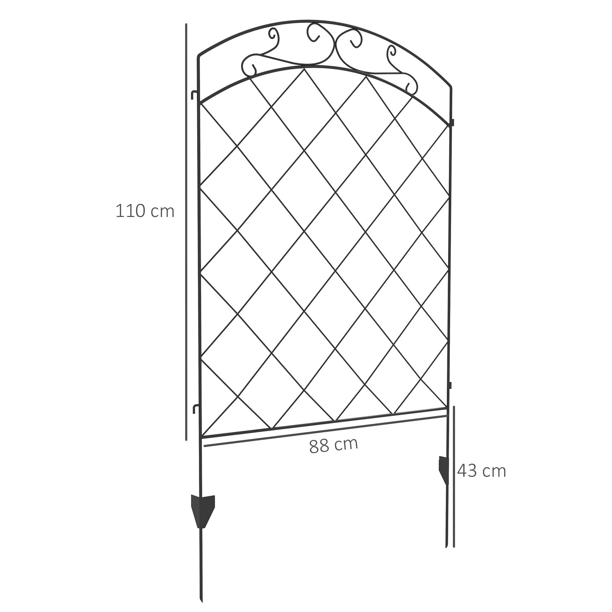 Outsunny Decorative Garden Fencing, 43in x 11.4ft Picket Fence Panels, 8PCs Rustproof Steel Wire Landscape Flower Bed Border Edging