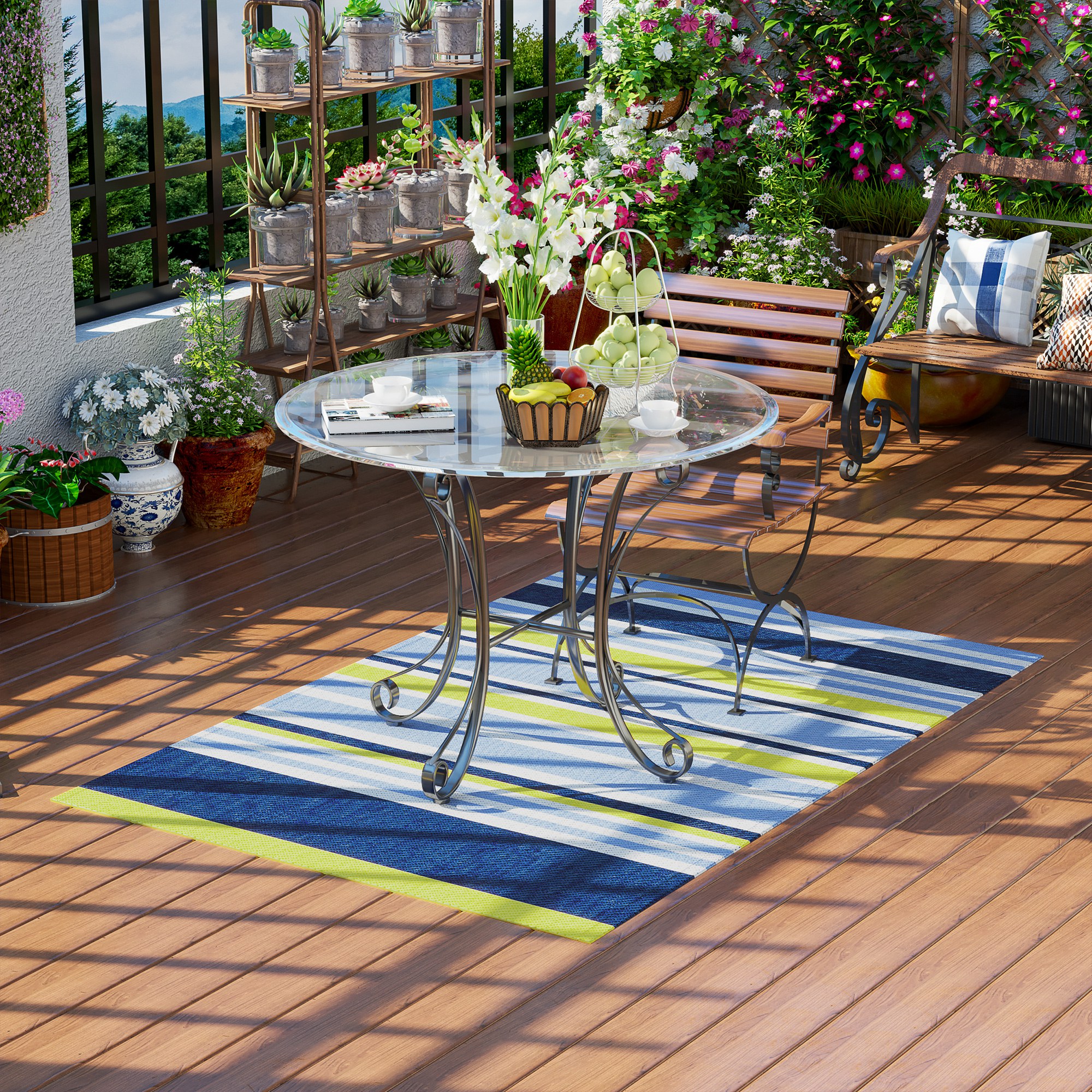 Outsunny Reversible Waterproof Outdoor Rug, Plastic Straw Mat for Deck, Beach, Camping, 121 x 182 cm