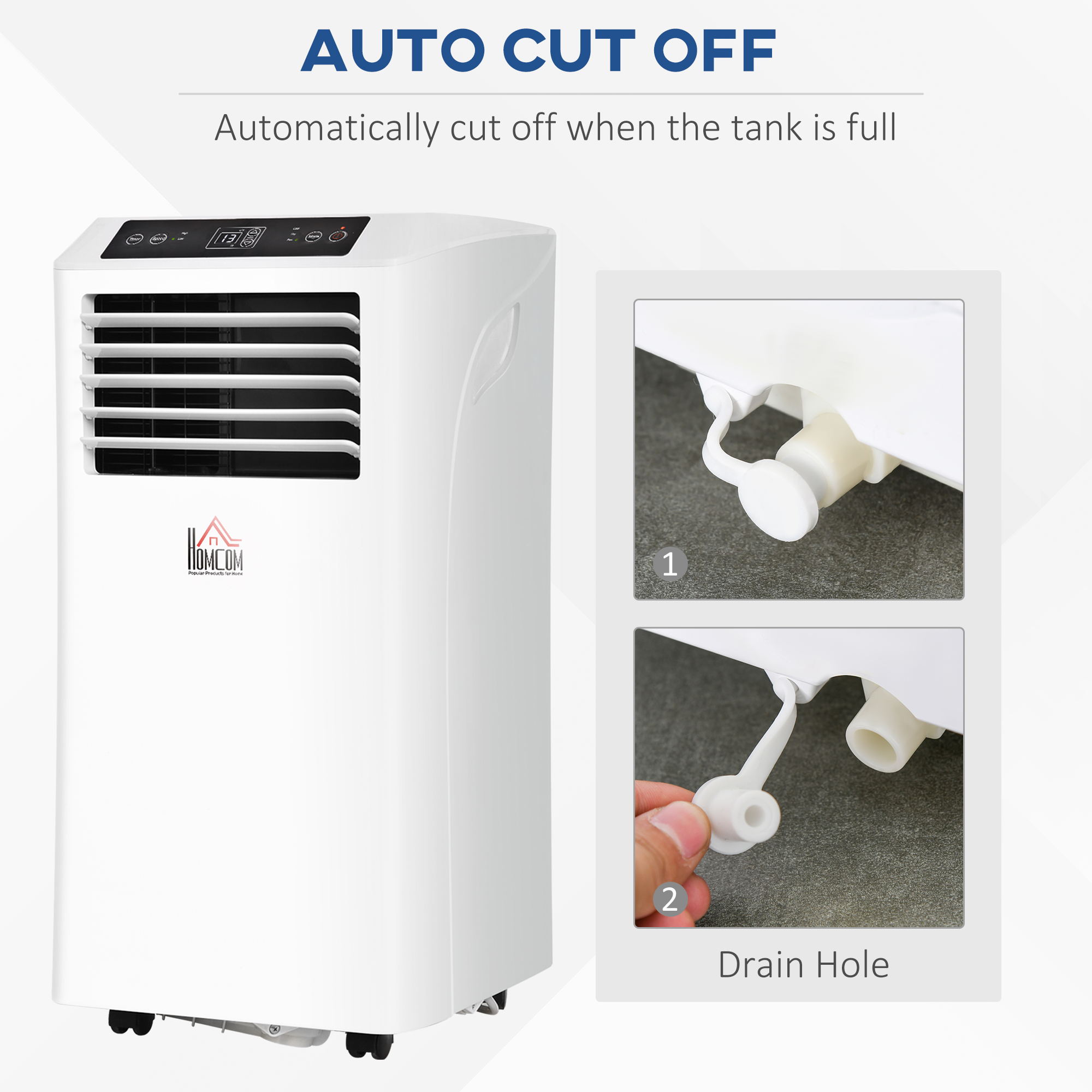 HOMCOM Mobile Air Conditioner White W/ Remote Control Cooling Dehumidifying Ventilating - 780W