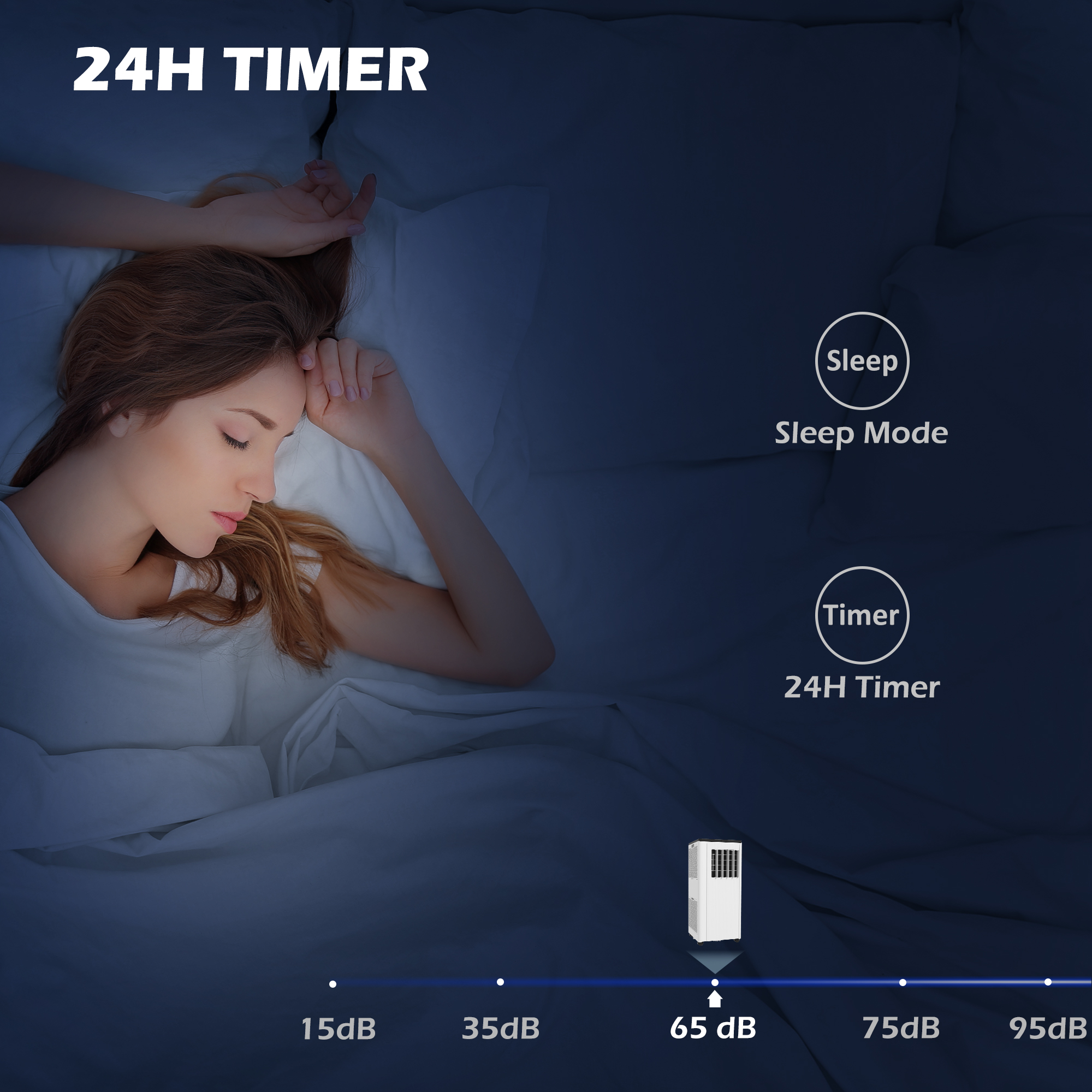 HOMCOM 7,000 BTU Mobile Air Conditioner, 15mÂ², Smart Home WiFi, with Dehumidifier, Fan, 24H Timer, Window Kit, White