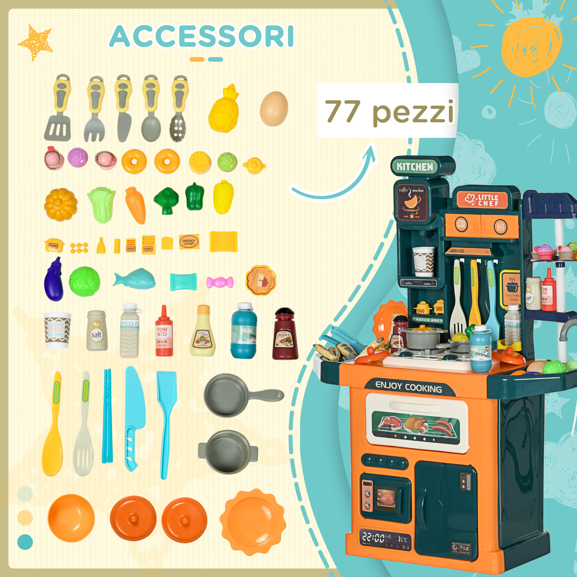 AIYAPLAY Cucina bambino giocattolo imitazione dinette bambino 3-8 anni con telefono, lavagna nera, forno a microonde, fornello, lavandino, accessori da cucina, rosa