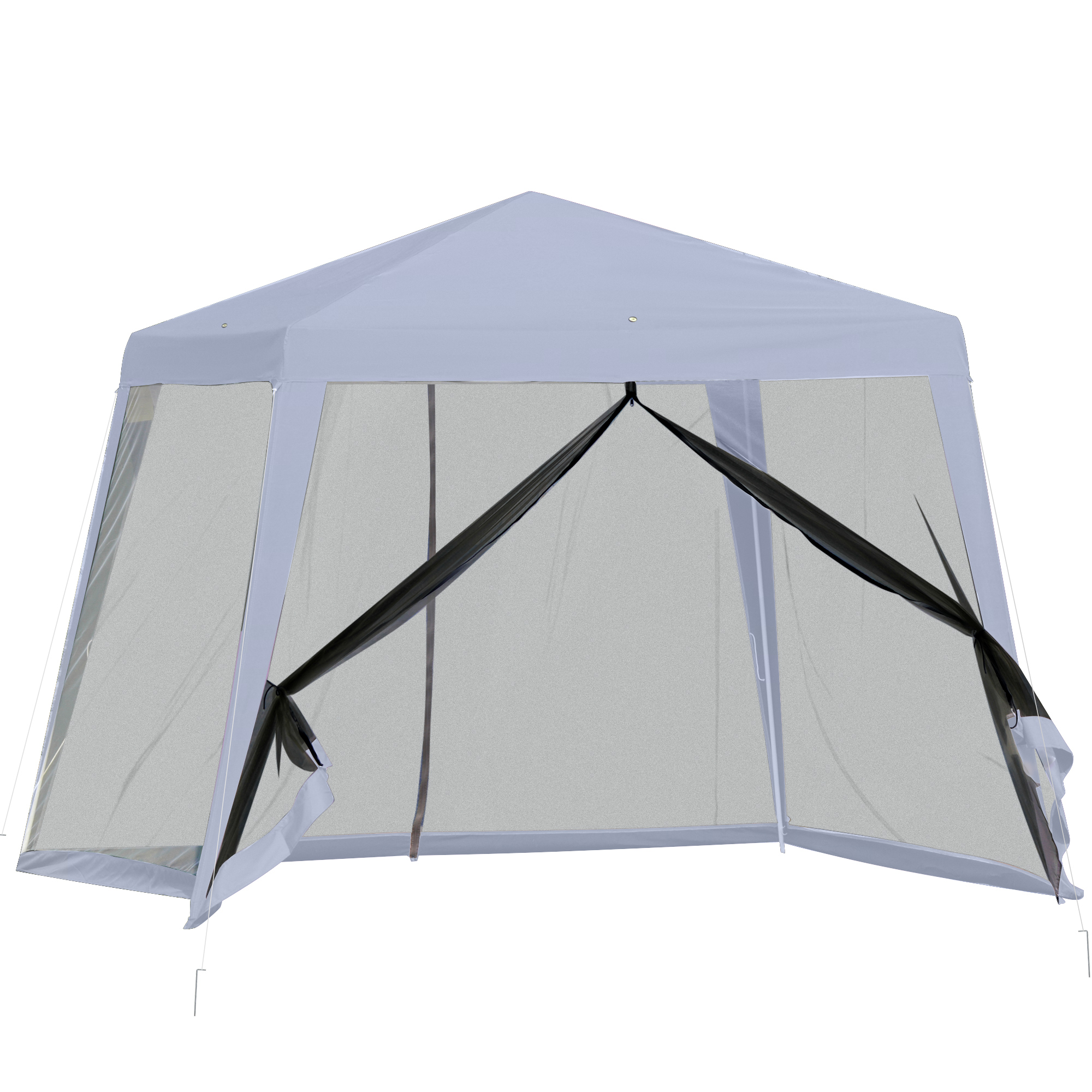Outsunny Carpa de Jardín 3x3 m Cenador con 4 Partes Laterales Mosquitera con Cremallera Protección UV para Patio Eventos Fiesta Gris