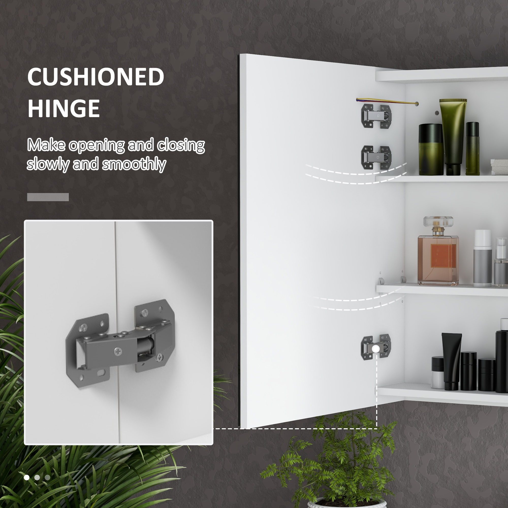 Kleankin Illuminated Bathroom Mirror Cabinet, Wall Storage Cupboard with USB Charge, Adjustable Shelf, 90x15x70cm, White