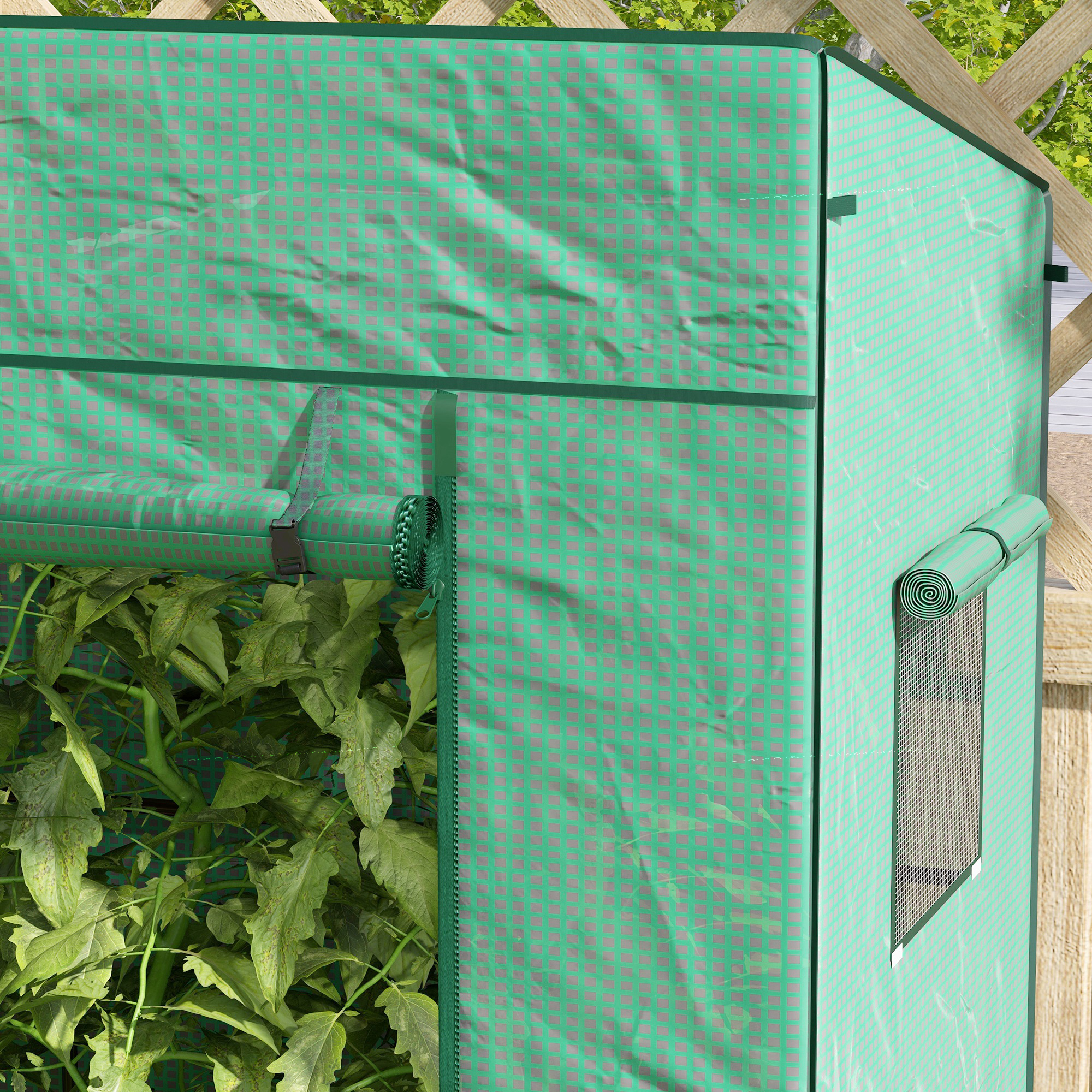Outsunny PE Cover Walk-in Outdoor Greenhouse, Green