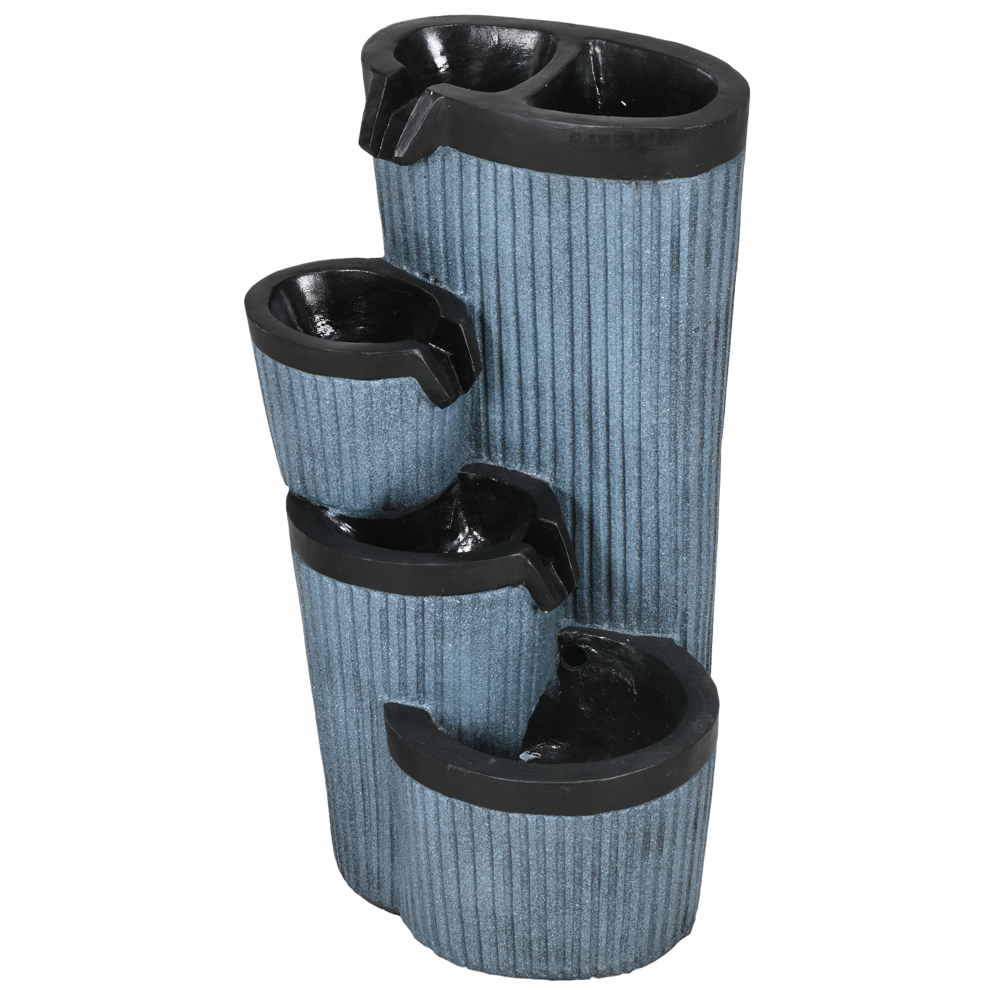 Outsunny Tuinfontein op zonne-energie 5 niveaus waterval rots hars met LED- verlichting en pomp dim. 38L x 31B x 55H cm Grijs Outsunny Tuinfontein op zonne-energie 5 niveaus waterval rots hars met LED- verlichting en pomp dim. 38L x 31B x 55H cm Grijs