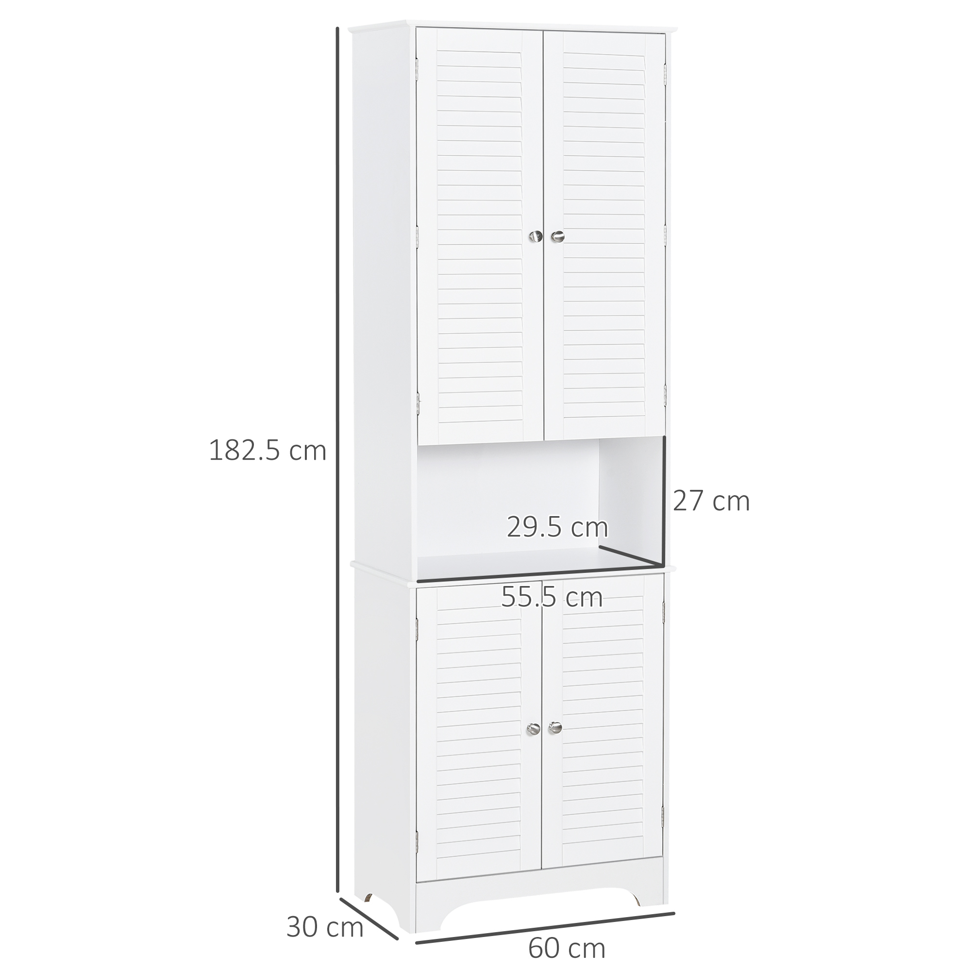 HOMCOM MDF Freestanding 6-Tier Bathroom Storage Cabinet White