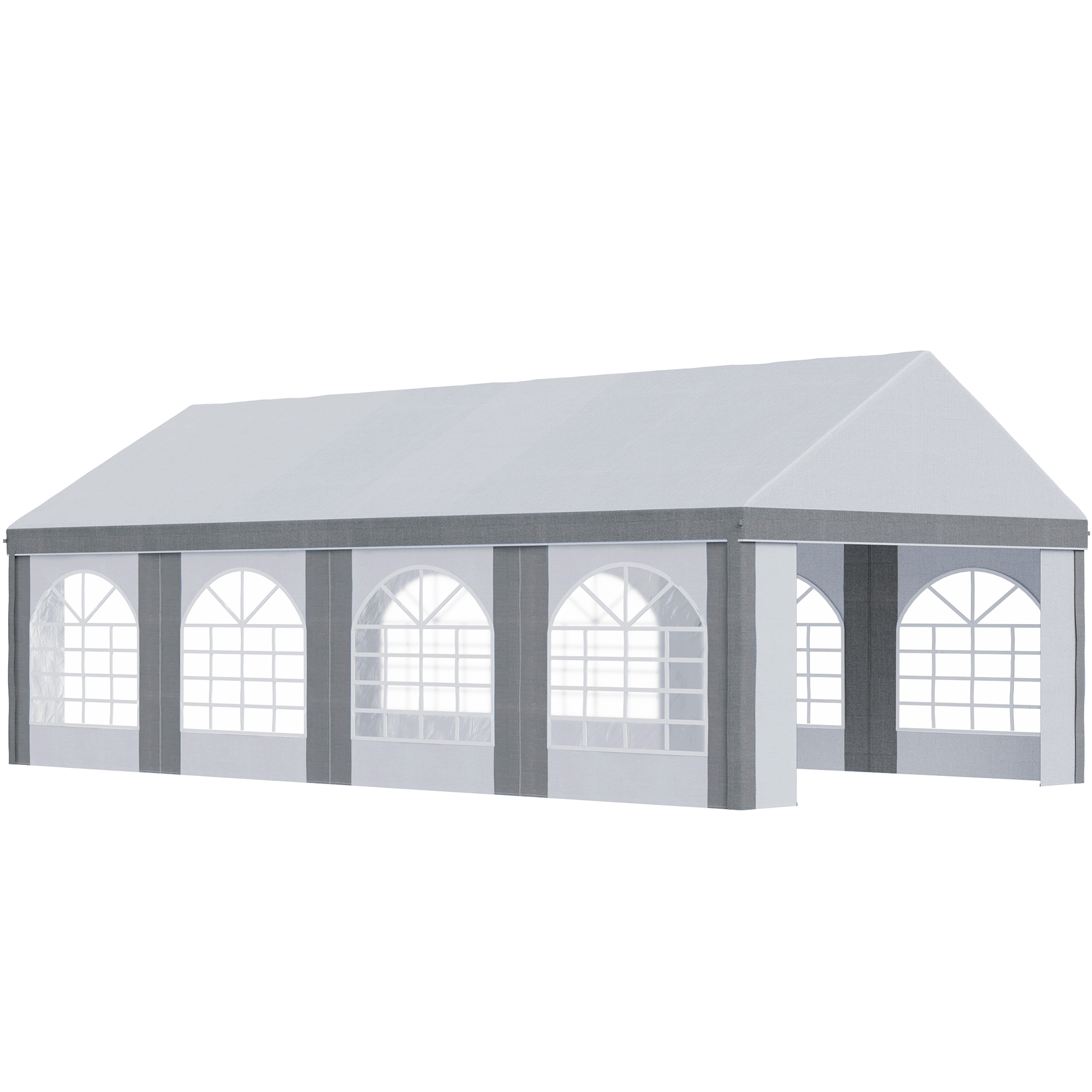 Outsunny 8 x 4m Galvanised Party Tent, Marquee Gazebo with Sides, Eight Windows and Double Doors, for Parties, Wedding and Events