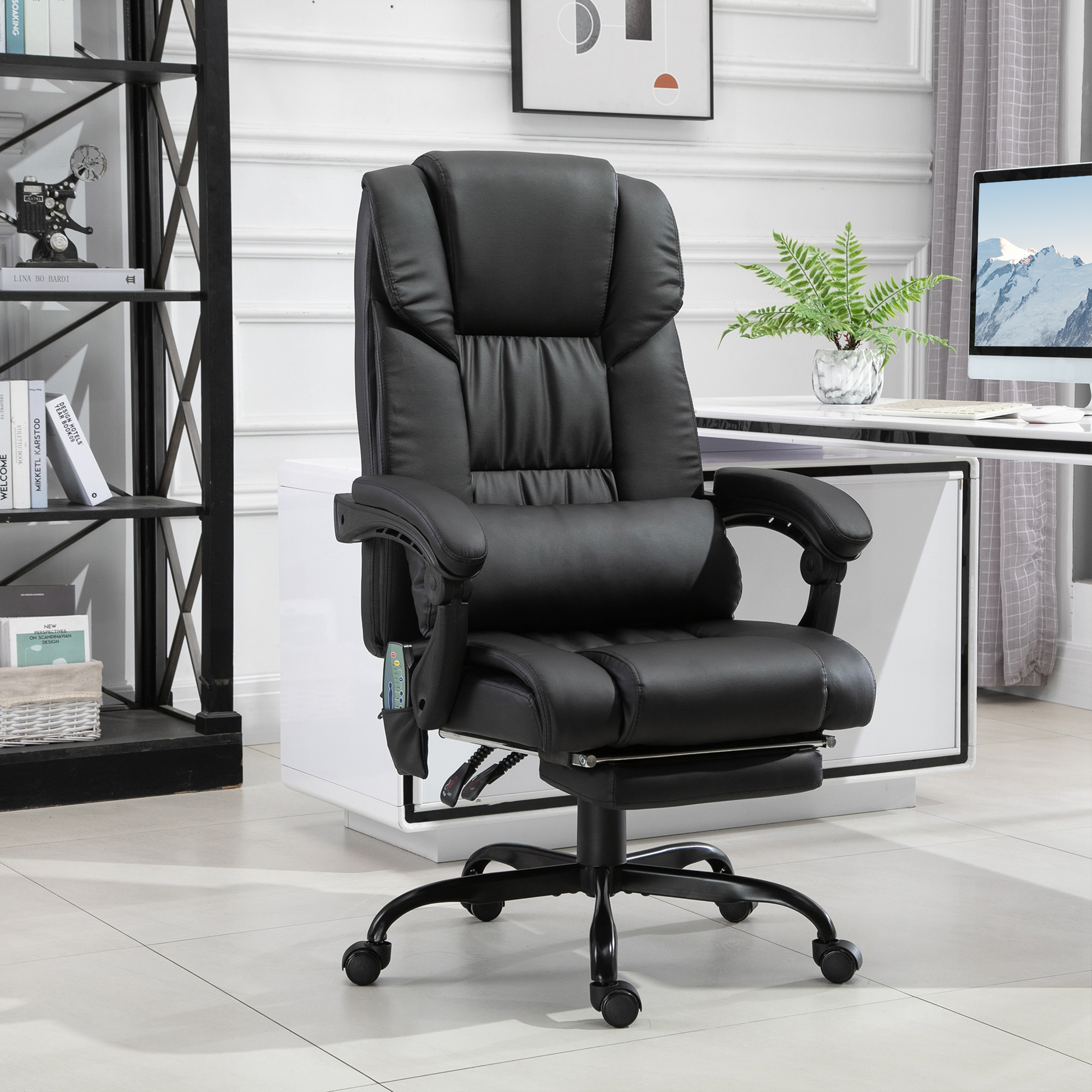 Vinsetto Racing Chair with 6-Point Massage, PU Leather, Electric Recliner, Adjustable Height and Angle, Black