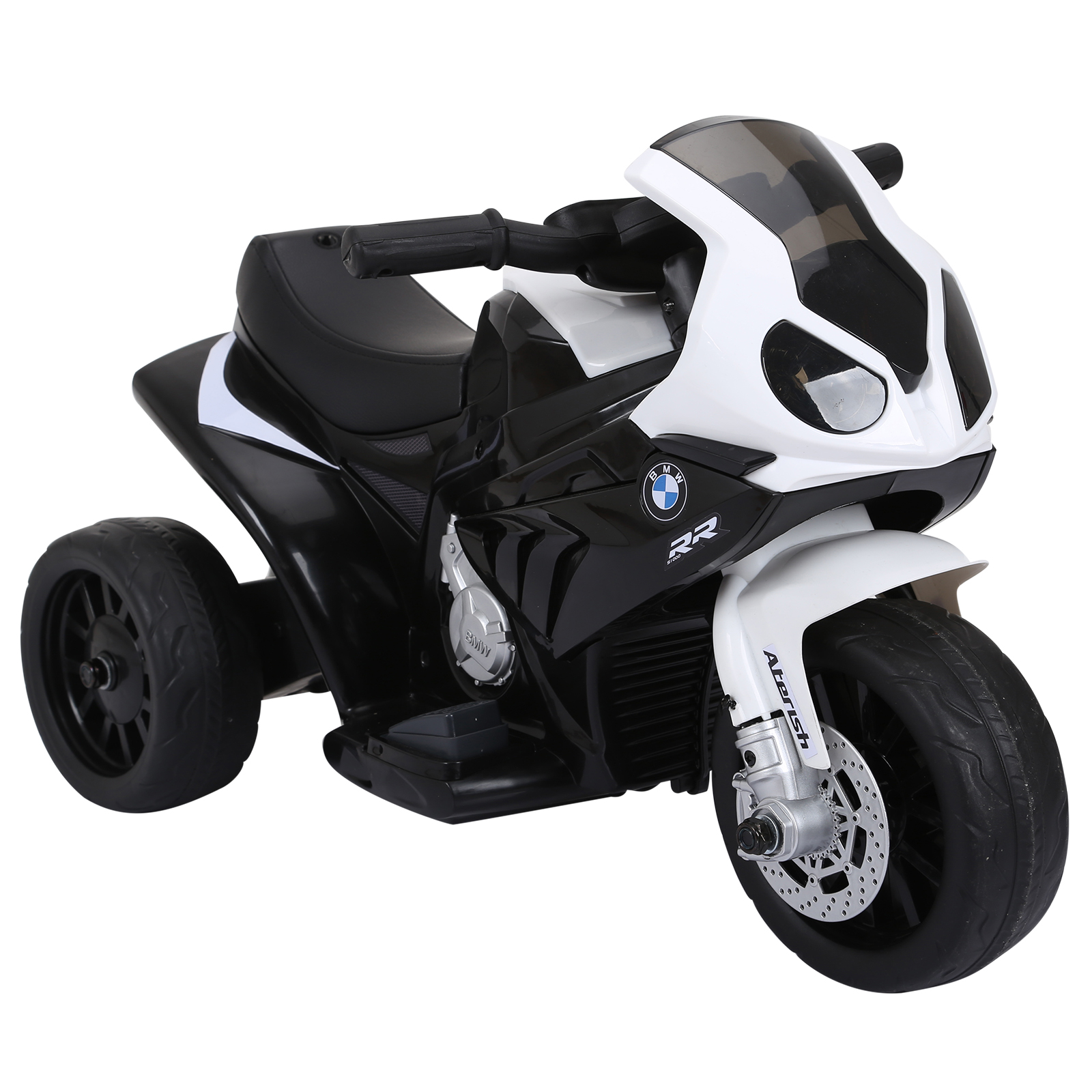 HOMCOM Moto Elettrica per Bambini Max. 20kg con Licenza BMW, 3 Ruote, Batteria Ricaricabile 6V, Bianca Nera, 66x37x44cm