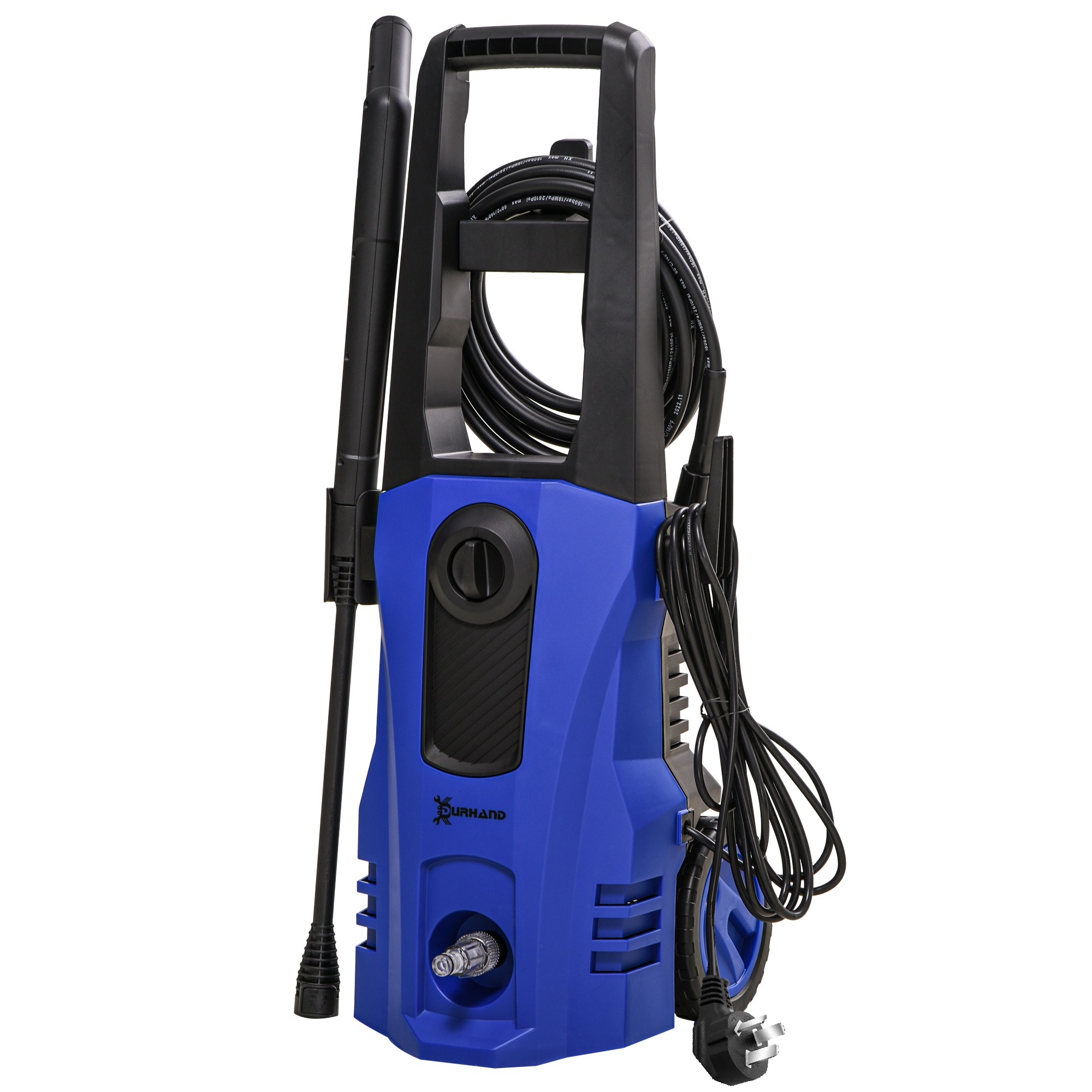 DURHAND HighÂ PressureÂ Washer, 150 Bar Pressure, 510 L/h Flow, 1800W, High-Performance Portable Power Jet Wash Cleaner, Blue