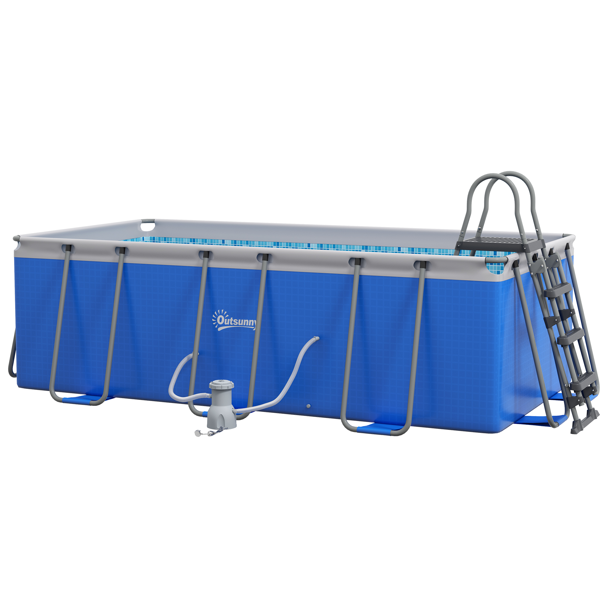 Outsunny 207 x 400cm Five-Person Above Ground Swimming Pool, with Ladder - Blue