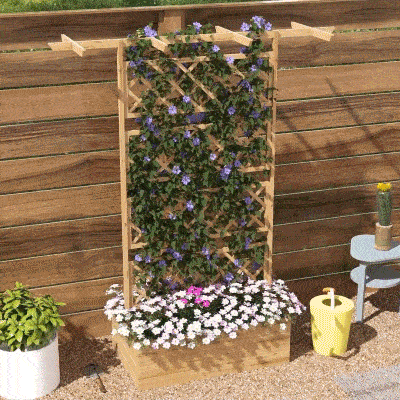 Ghiveci din Lemn cu Spalier, Ton Natural