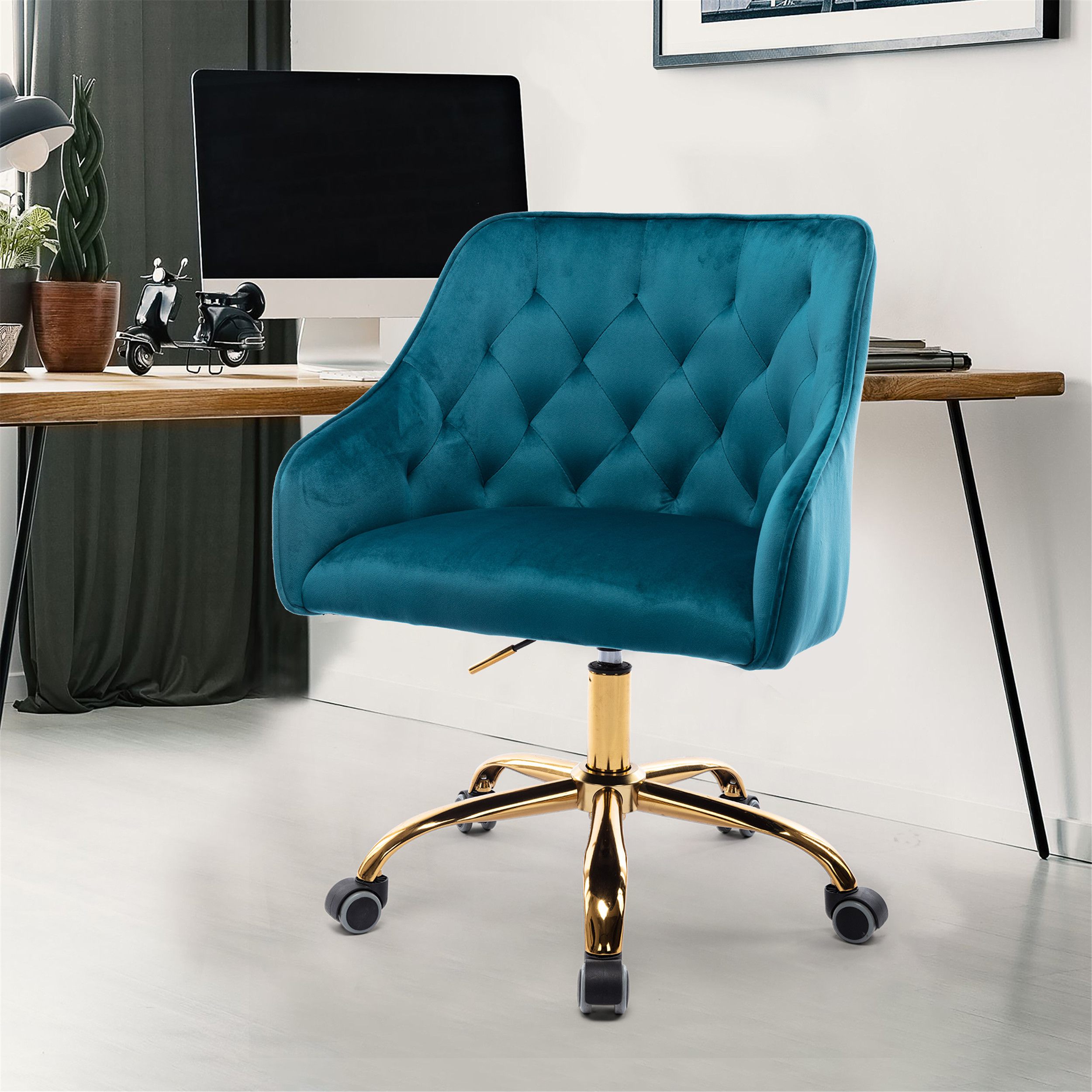 FurnitureR Sedia da ufficio moderna regolabile senza braccioli per giovani studenti, ergonomicamente regolabile, per scrivere a casa, grigio