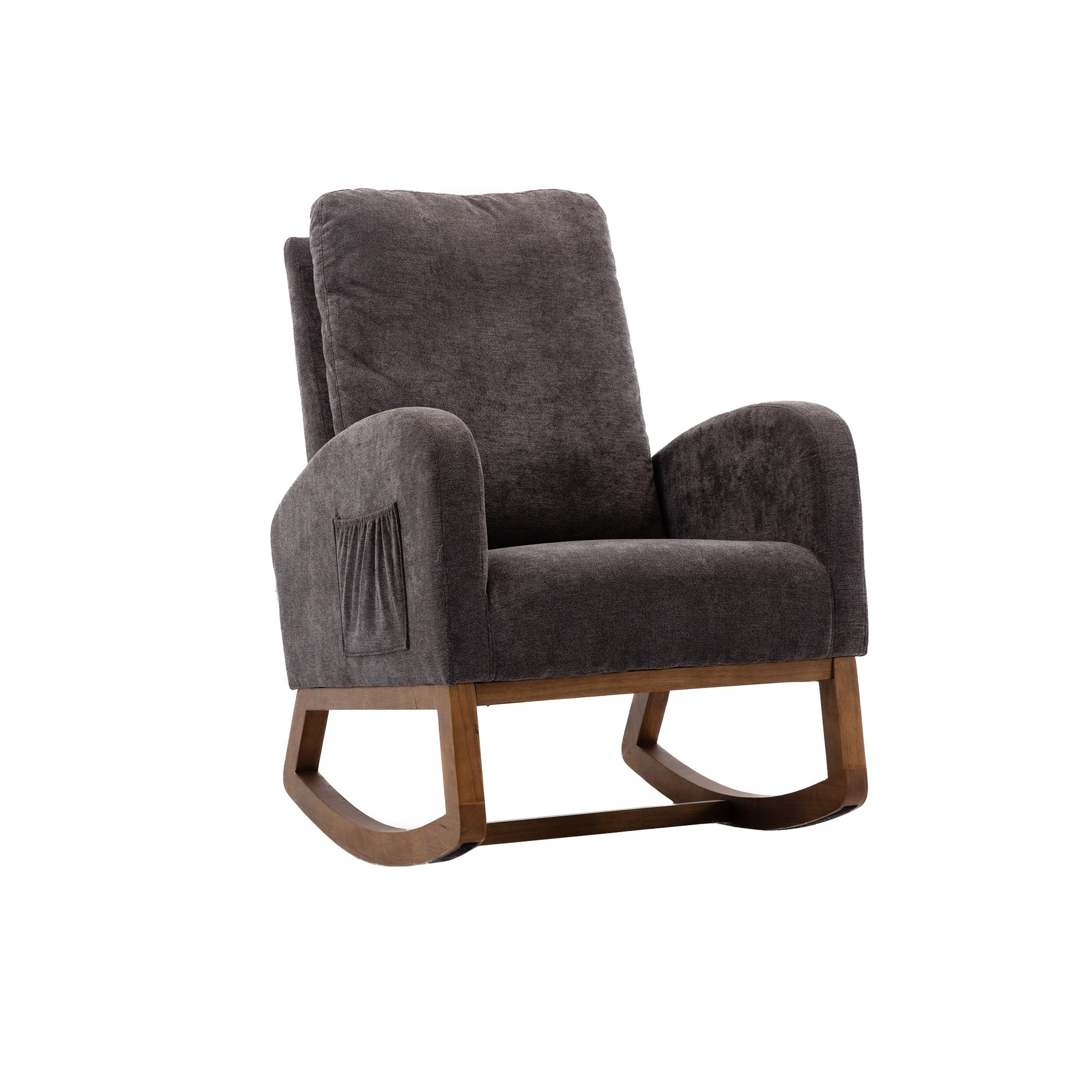 Fauteuil à Bascule Avec Repose-pieds - Rembourré, Cadre Bois Et Métal, Capacité 250 Lbs, Pour Salon Ou Chambre