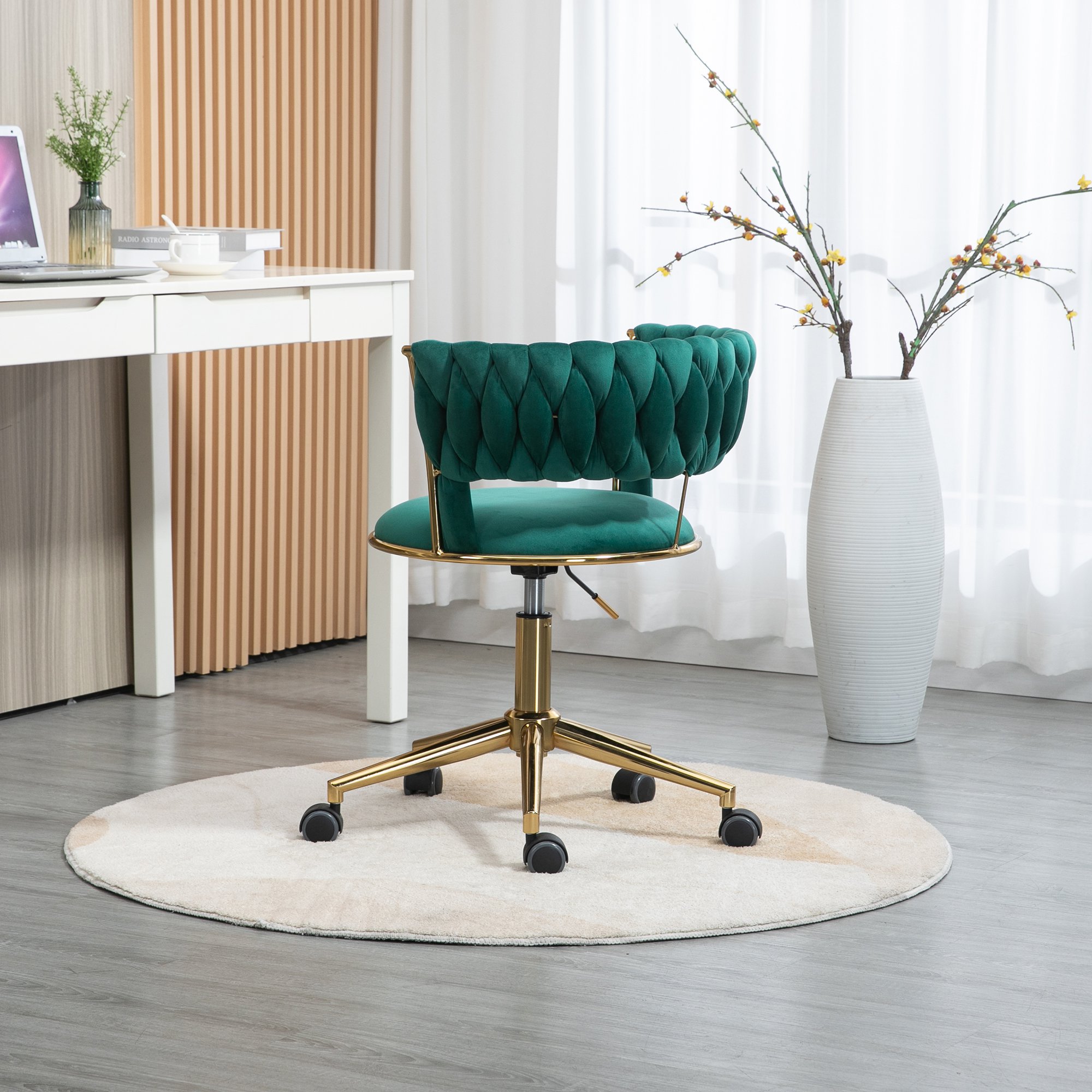 Sedia da ufficio in velluto a forma di fiore Sedia da ufficio Sedia da ufficio regolabile in altezza Sedia da scrivania ergonomica per computer Girevole a 360 ° per camera da letto