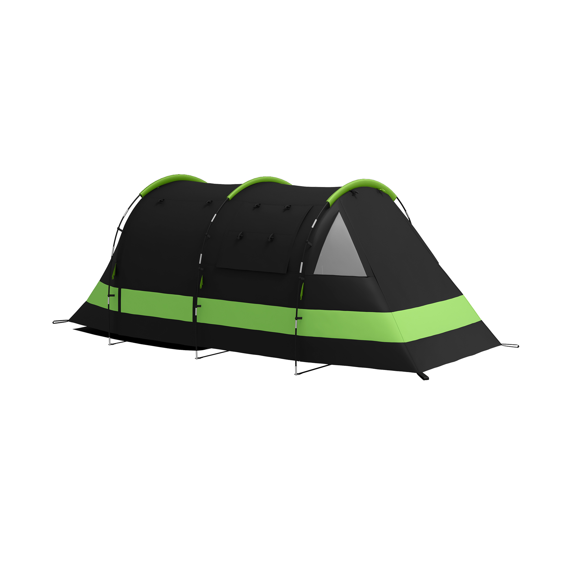 Outsunny Blackout Camping Tent for 4-5 Person, with Bedroom & Living Room, 3000mm Waterproof, for Fishing Hiking Festival, Black