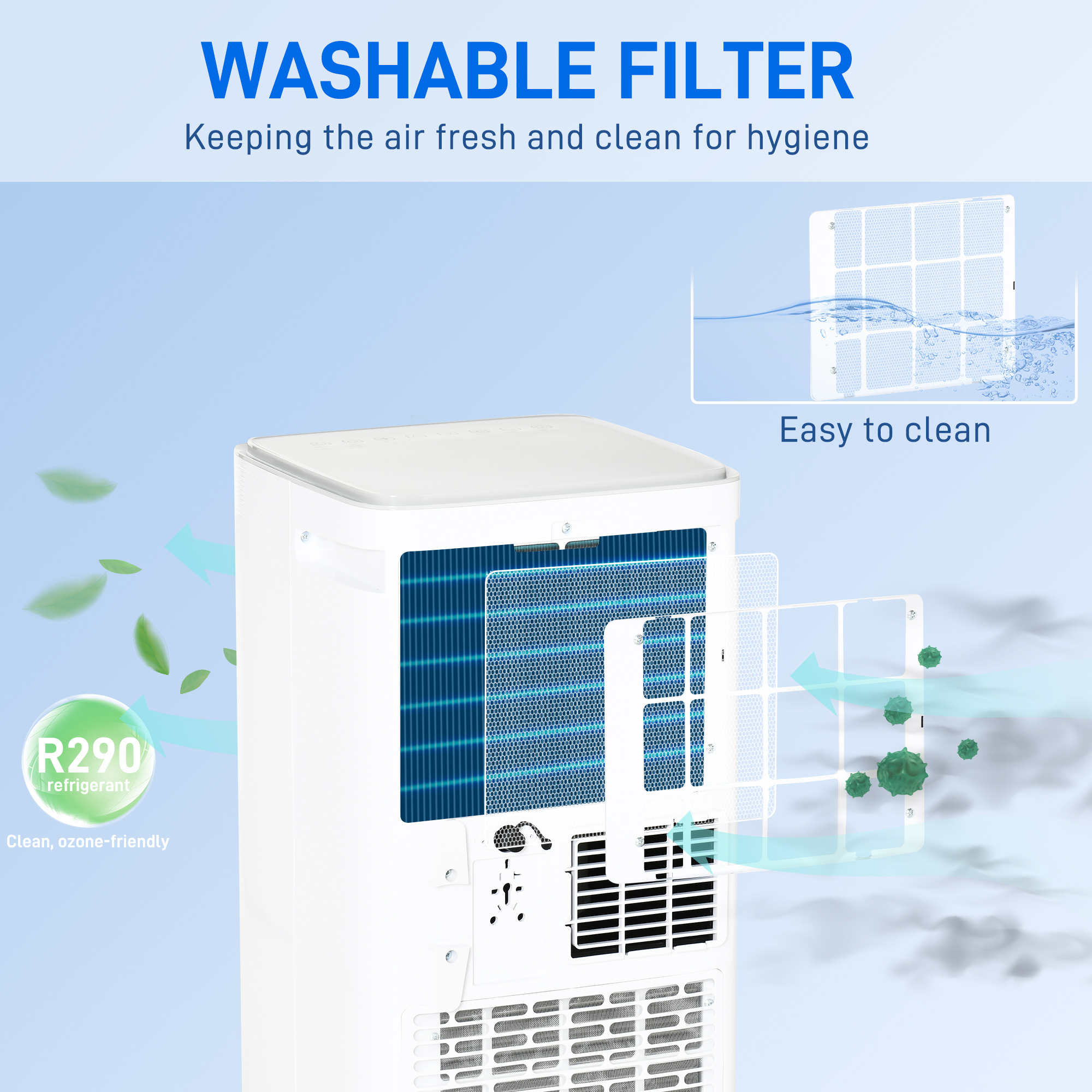 HOMCOM 10000 BTU Mobile Air Conditioner Portable AC Unit for Cooling Dehumidifying Ventilating with Remote Controller, LED Displa, White