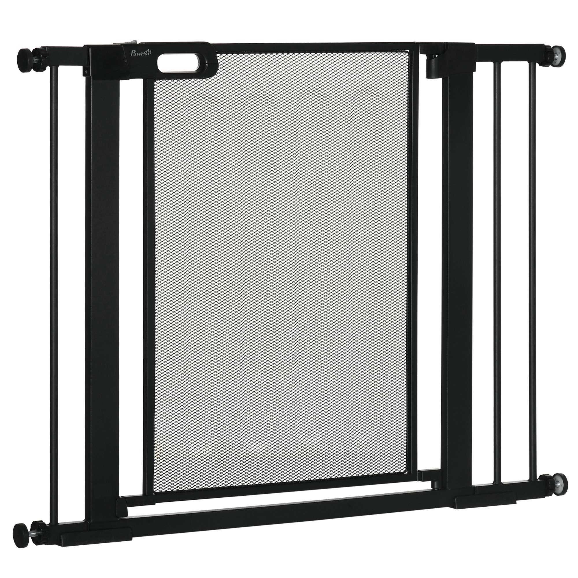 PawHut Verstelbaar Hondenhekje 3 Panelen Met Automatisch Sluitende Deur - Wit 202,5 X 76 Cm