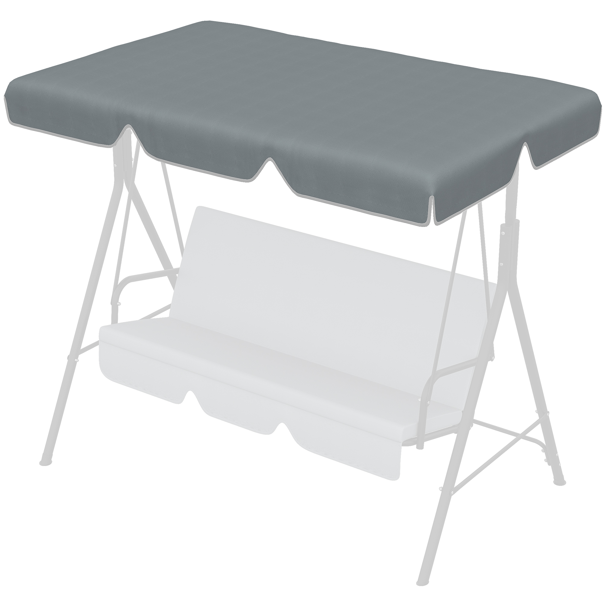 Toldo De Repuesto Para Columpio De Porche De 2/3 Plazas, Oxford 210D Impermeable Y Anti-UV (gris, 195x125x15 Cm)