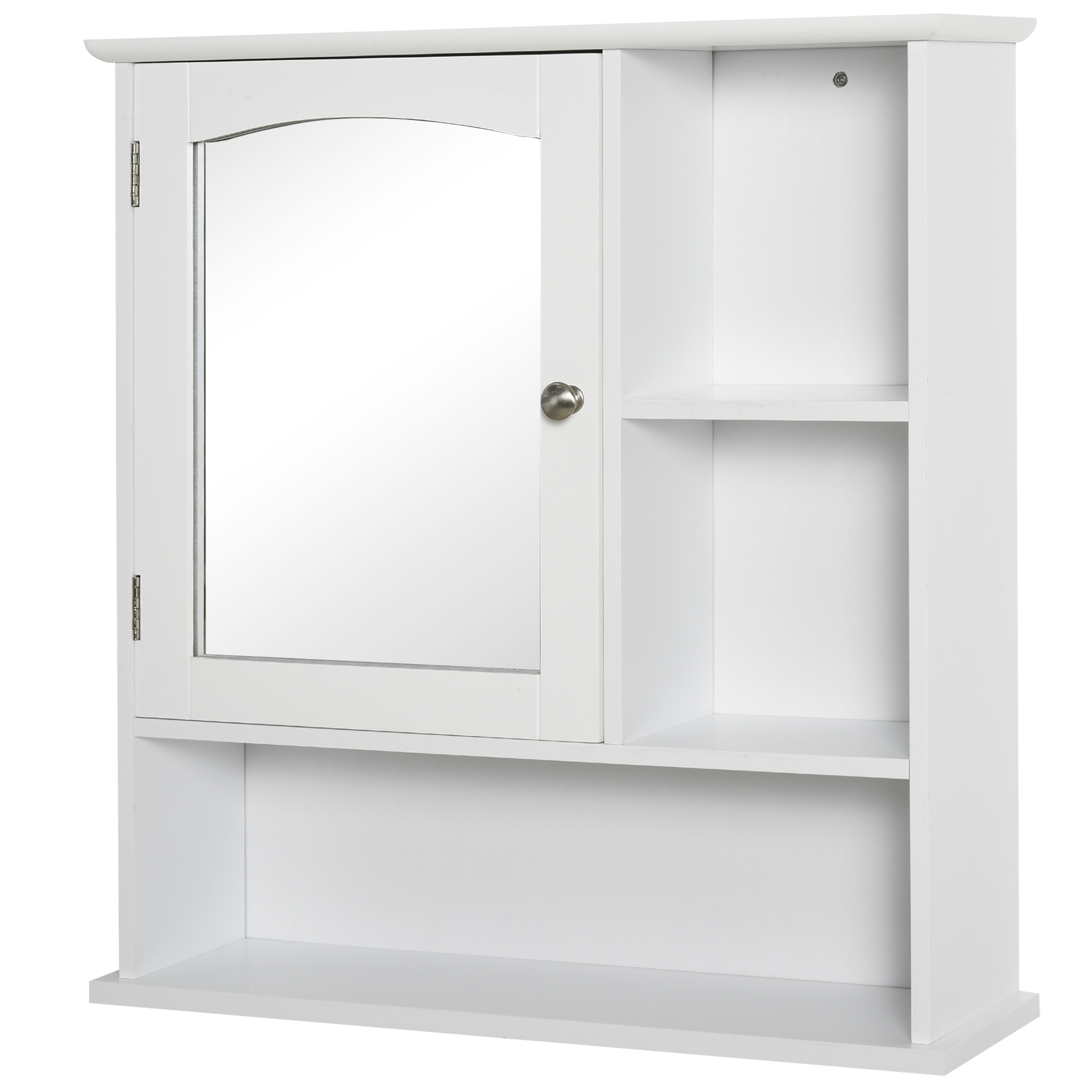 kleankin Armario de Baño con Espejo de Gran Almacenaje Armario Montado en la Pared con Estante Ajustable Interior y Estantes Abiertos 60x18x63 cm