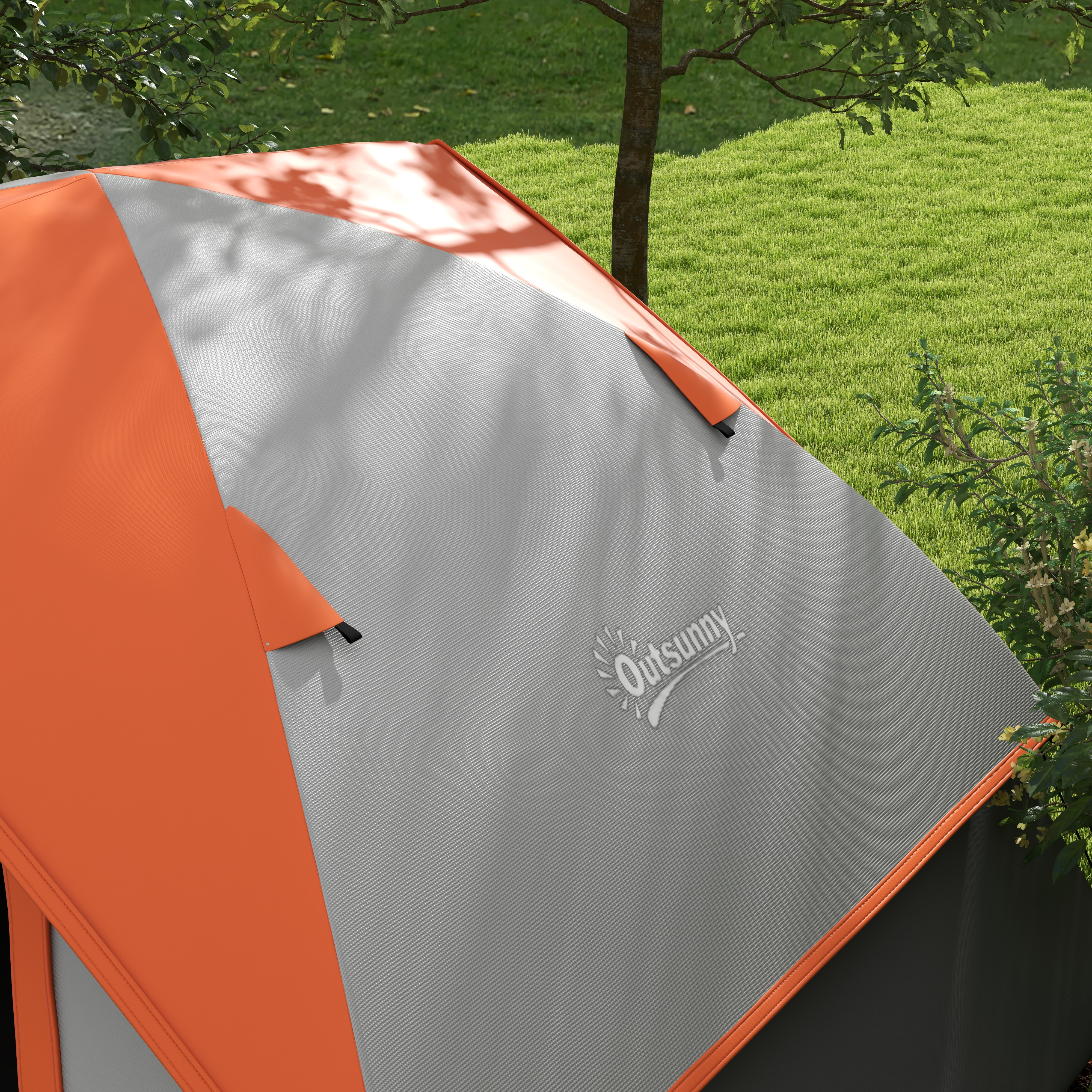 Outsunny 4-5 Man Single Room Camping Tent, 3000mm Waterproof, with Sewn-in Groundsheet and Carry Bag, Grey and Orange
