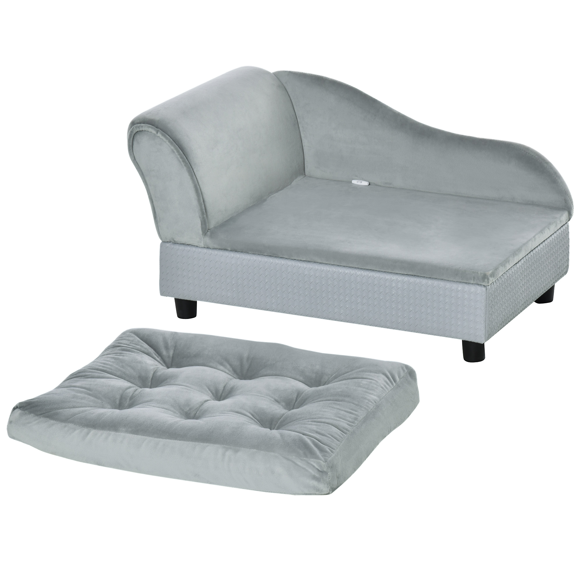 PawHut Pet Chair with Storage for Small Dogs, Cat Sofa with Soft Cushion, Light Blue, 76 x 45 x 41.5 cm