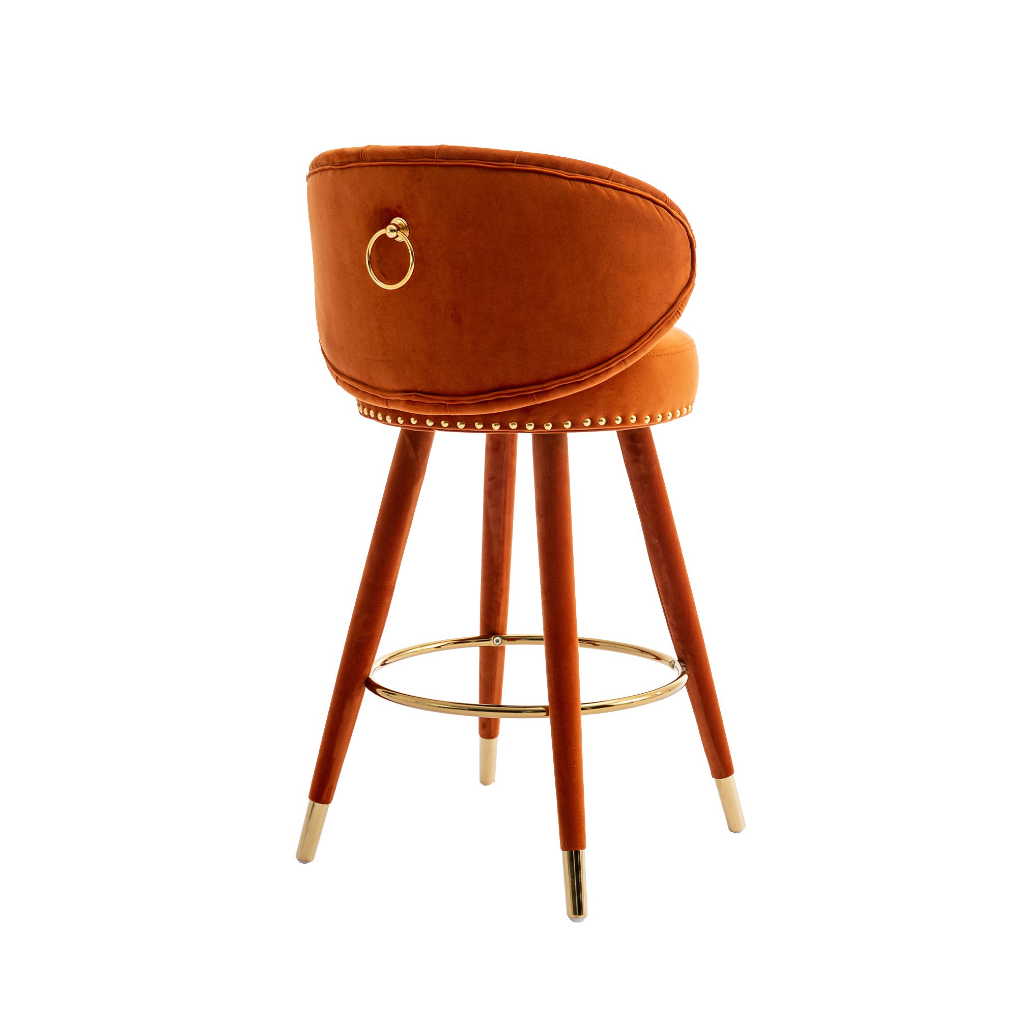 YOUTASTE Set 2 Sgabelli Da Bar Girevoli Con Schienale, Regolabili In Altezza 56-81 Cm, In Pelle PU, Design Moderno, Arancioni - 3