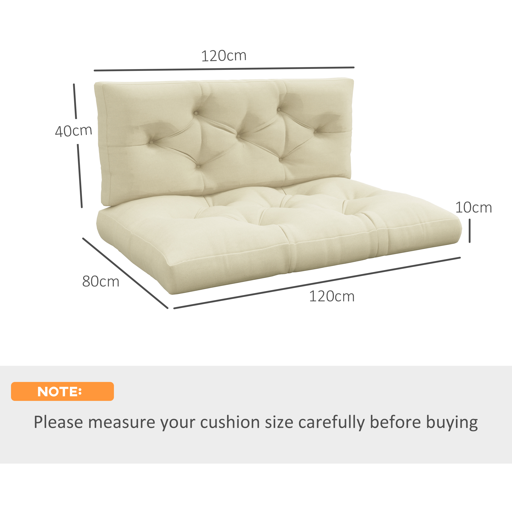 Outsunny Patio Chair Cushions, 4-Piece Pallet Seat and Back Pillows, Replacement Set for Indoor/Outdoor, Beige