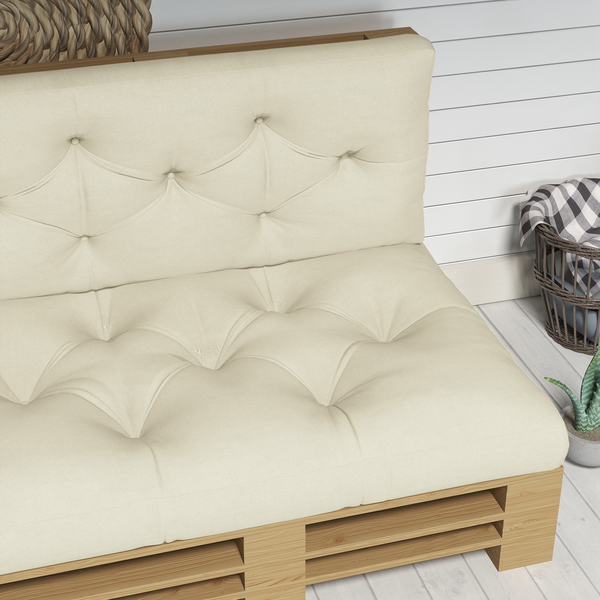 Outsunny Patio Chair Cushions, 4-Piece Pallet Seat and Back Pillows, Replacement Set for Indoor/Outdoor, Beige