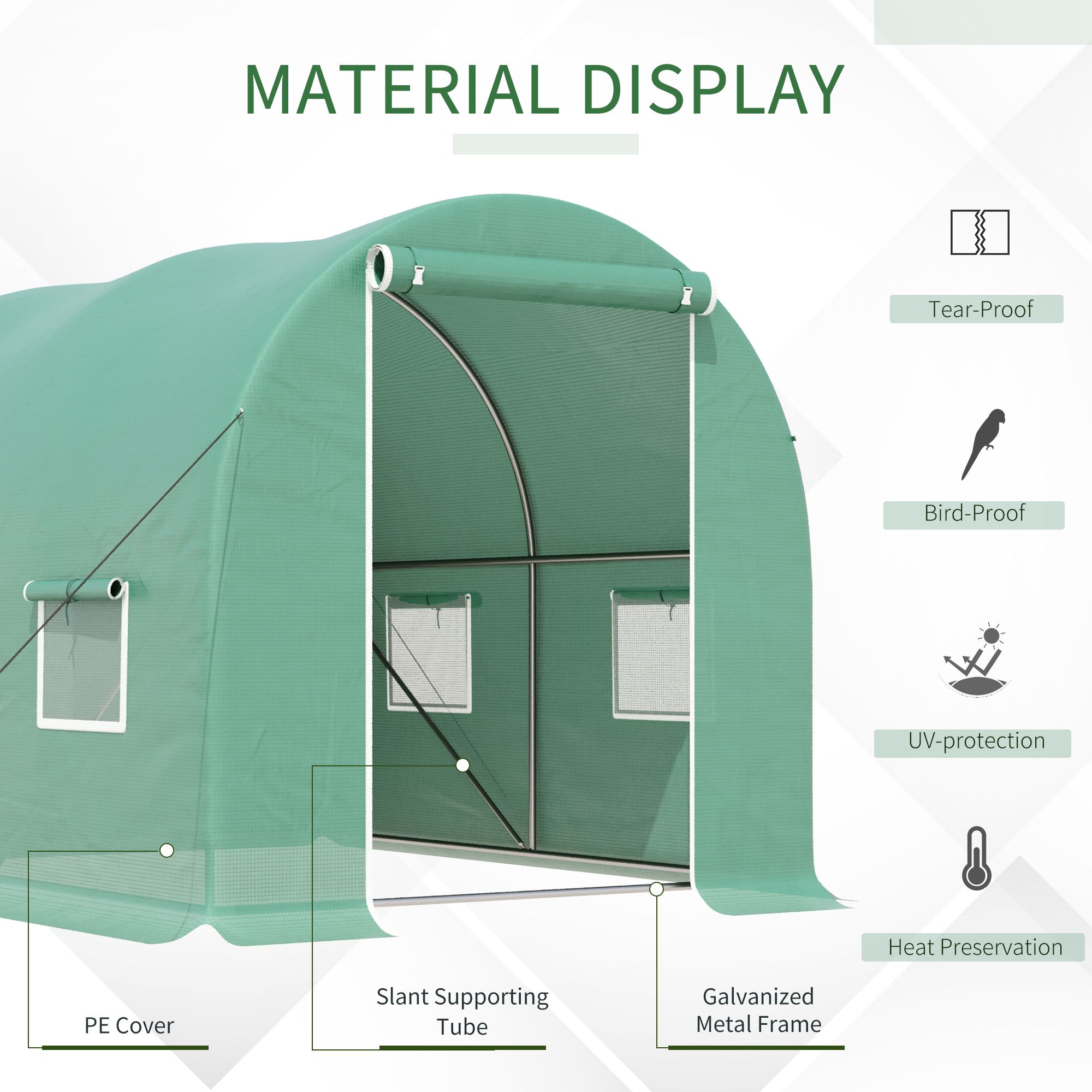 Outsunny Walk-in Greenhouse, 3 x 2 M-Green