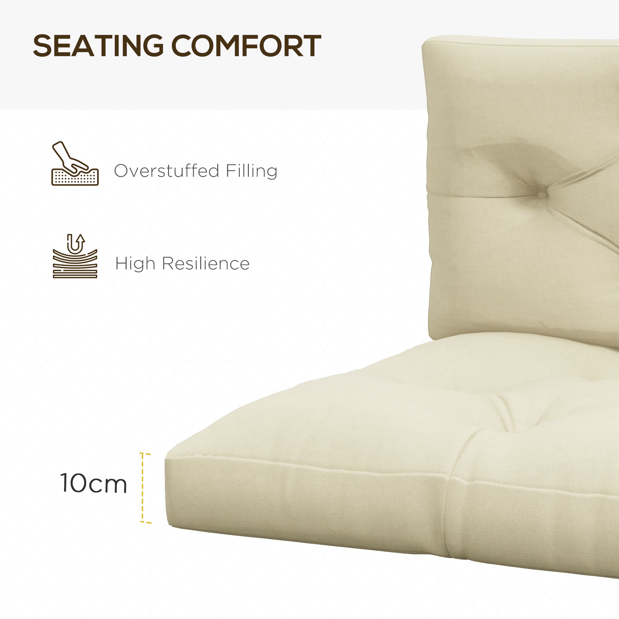 Outsunny Patio Chair Cushions, 4-Piece Pallet Seat and Back Pillows, Replacement Set for Indoor/Outdoor, Beige