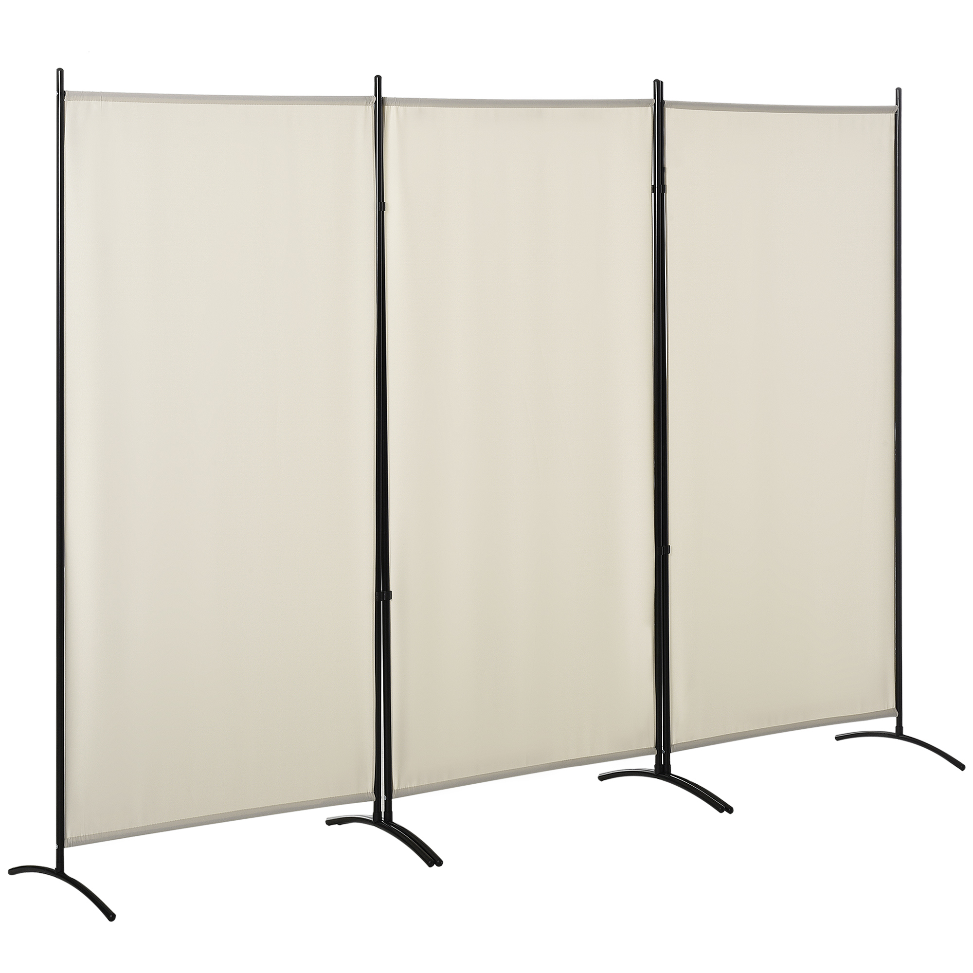 Image of HOMCOM Paravento Separé da Interno a 3 Pannelli Pieghevole in Metallo e Poliestere, 253x50x182cm, Beige