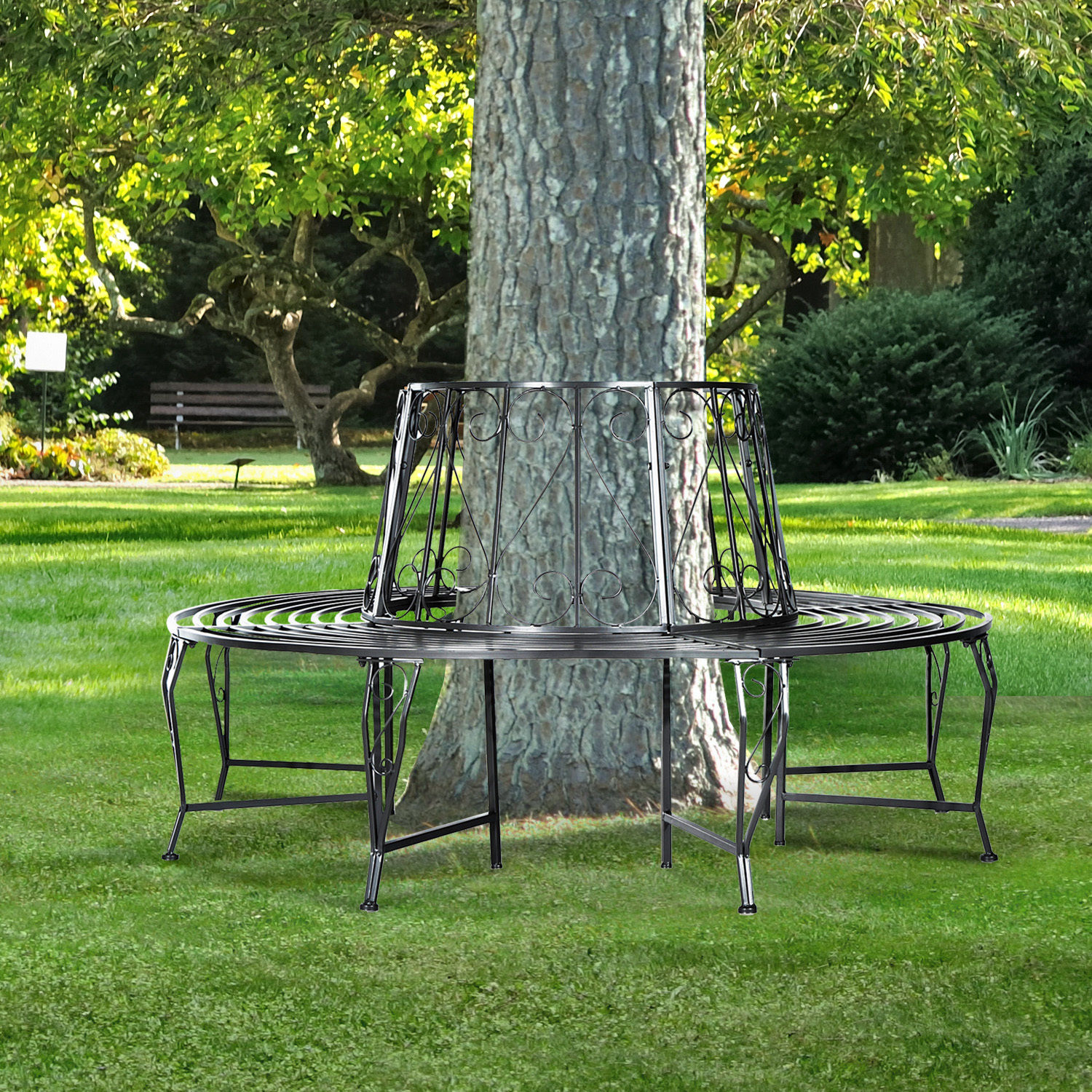 Outsunny Okrągła Ławka 360° Metal Φ160cm