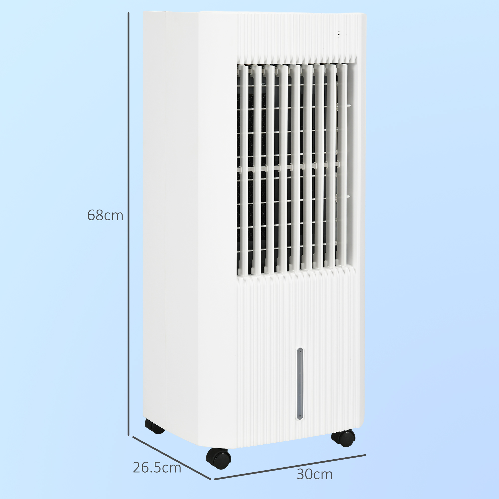 HOMCOM 68cm Portable Evaporative Air Cooler, 3-In-1 Ice Cooling Fan Cooler, Water Conditioner Humidifier Unit with Remote, 15H Timer, Oscillating, LED Display, 5L Water Tank for Home, White