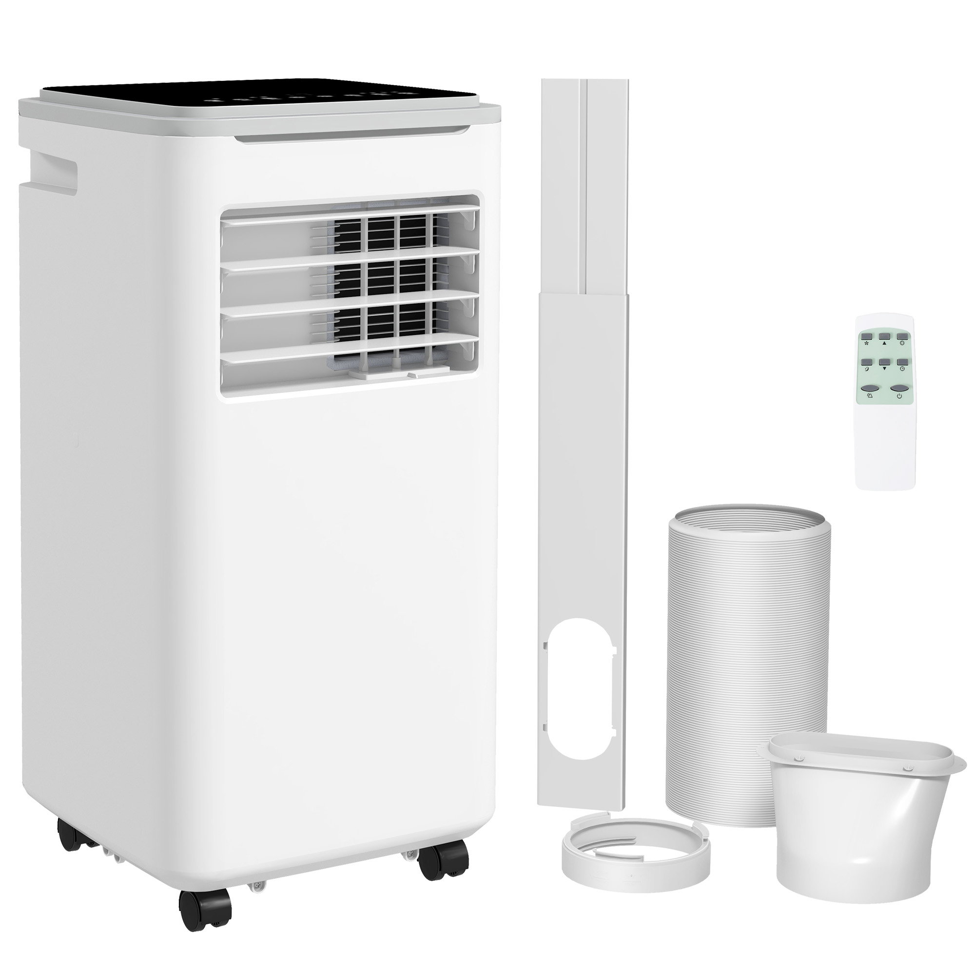 HOMCOM 9,000 BTU Portable Air Conditioner, Smart Home WiFi Compatible, Dehumidifier Cooling Fan for Room up to 20mÂ², with Remote, LED Display White