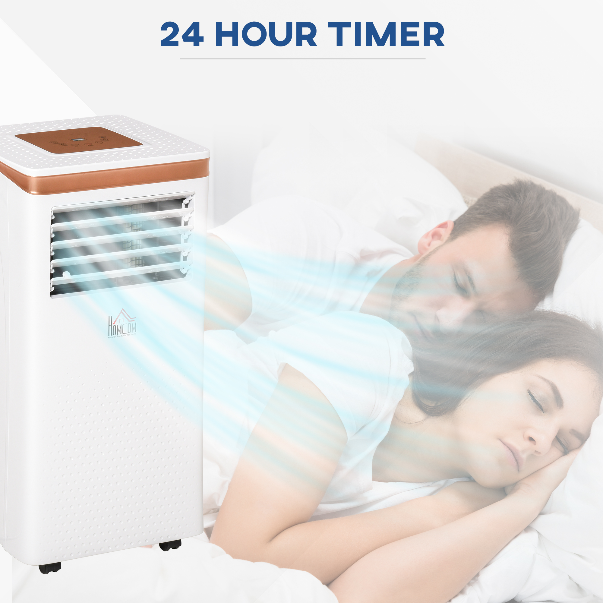 HOMCOM 9000 BTU 4-In-1 Compact Portable Mobile Air Conditioner Unit Cooling Dehumidifying Ventilating w/ Fan Remote LED 24 Hr Timer Auto Shut-Down