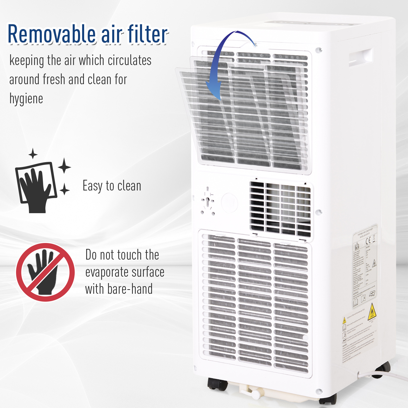 HOMCOM Mobile Air Conditioner with Remote Control, Timer, Cooling Dehumidifying Ventilating, LED Display White - 1114W