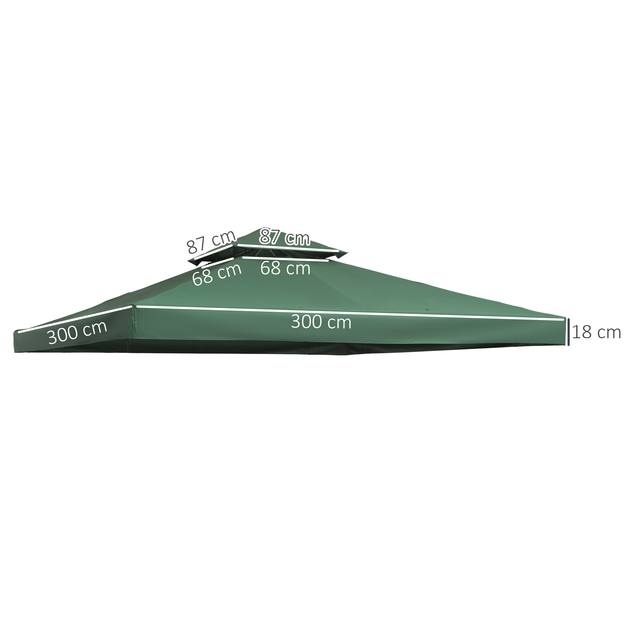 Outsunny 3 x 3 m Gazebo Top Cover Double Tier Canopy Replacement Pavilion Roof Dark Green