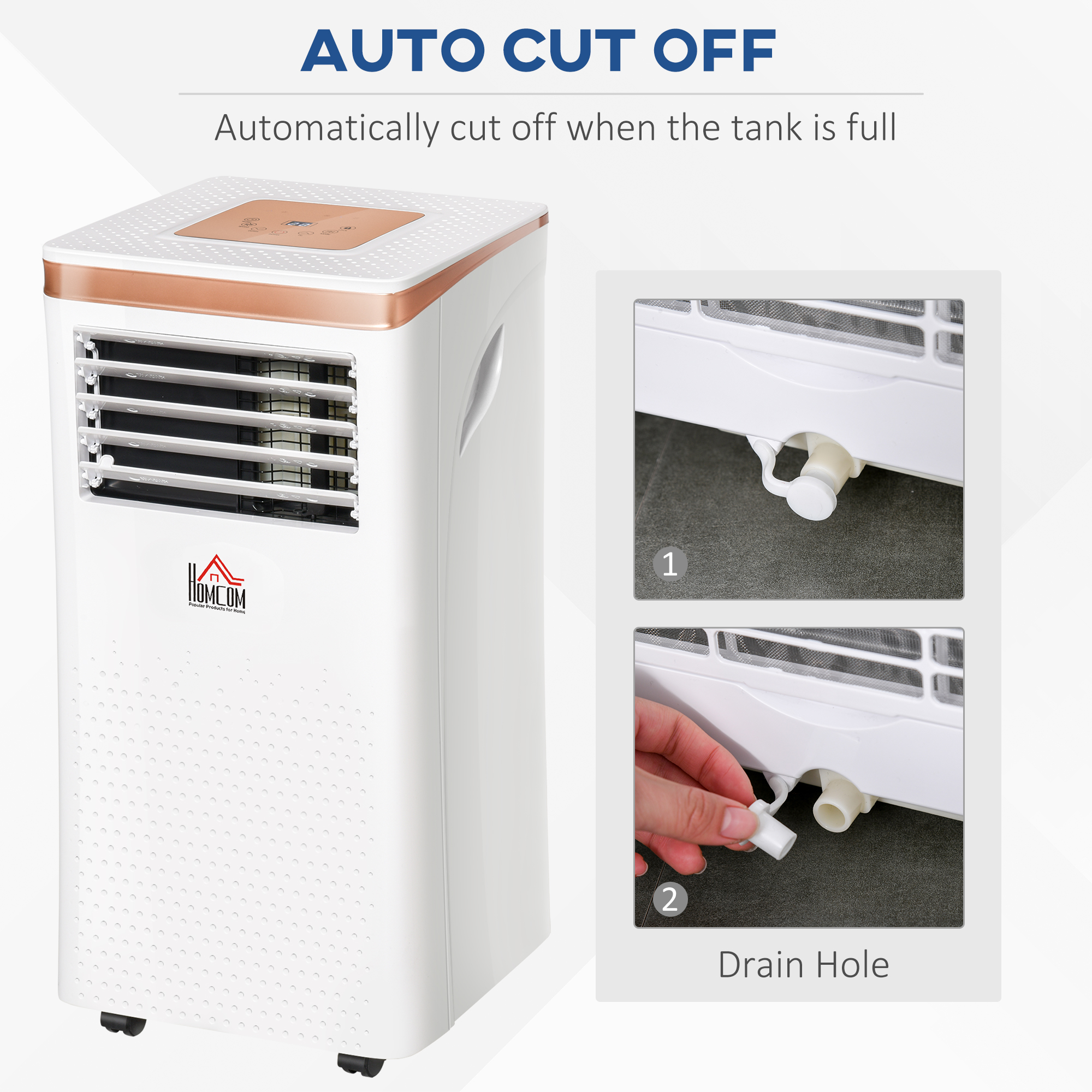 HOMCOM 9000 BTU 4-In-1 Compact Portable Mobile Air Conditioner Unit Cooling Dehumidifying Ventilating w/ Fan Remote LED 24 Hr Timer Auto Shut-Down
