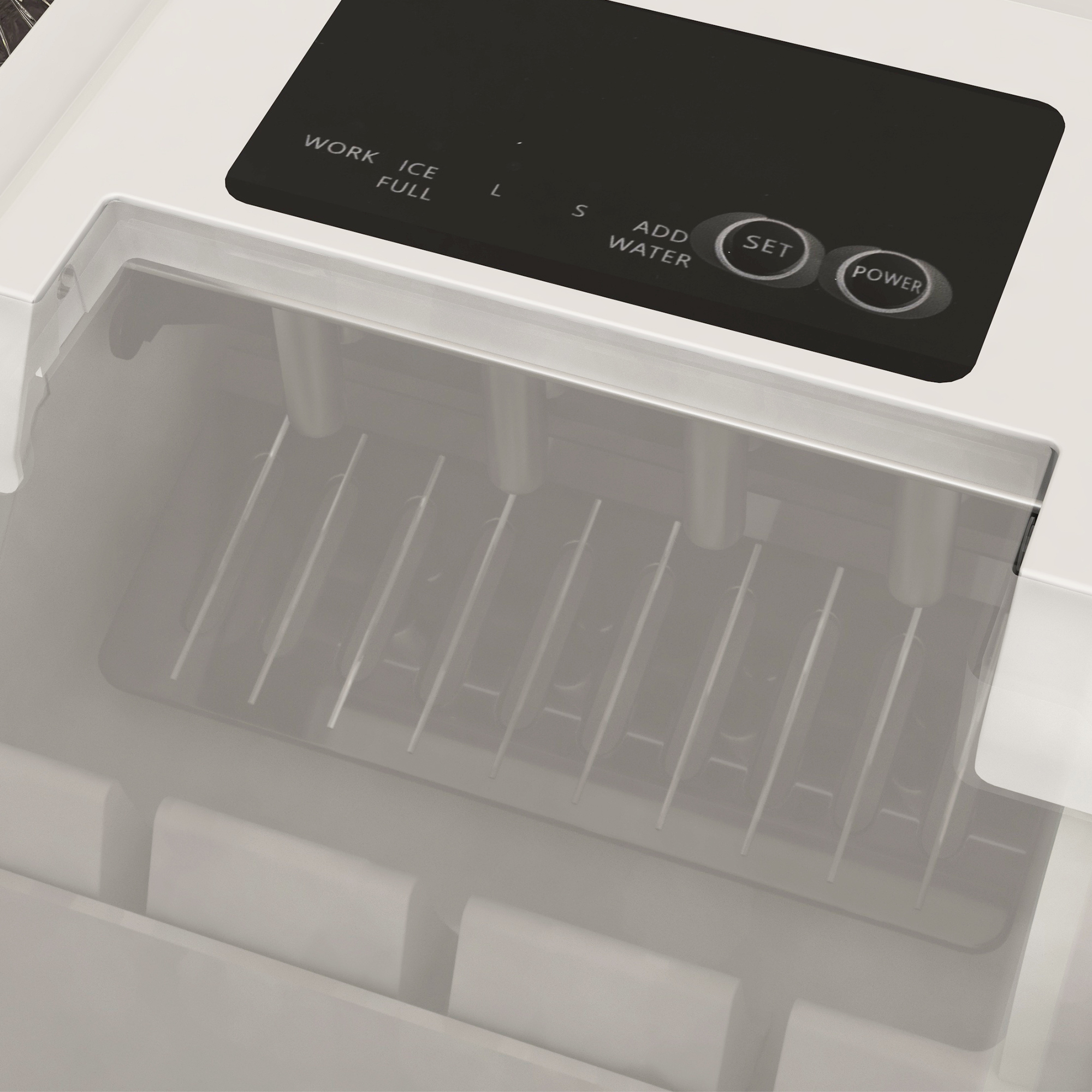 HOMCOM Ice Maker Machine Countertop, 12Kg in 24 Hrs, 9 Cubes Ready in 6-13Mins, Self-Cleaning Portable Ice Cube Maker with 2 Sizes