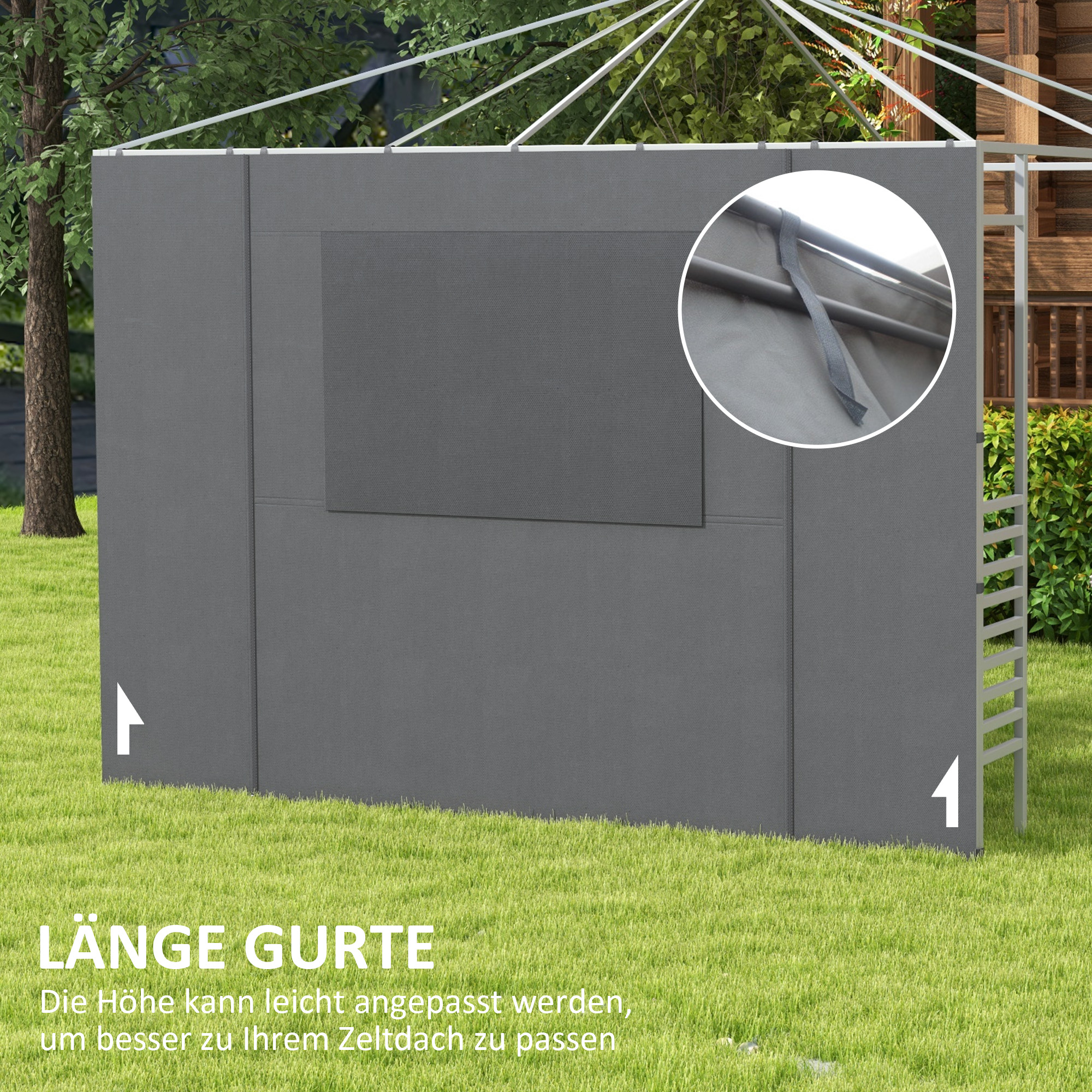 Pantheon Solid Sky Expand paviljoen zijwanden 3x3-5,6 m aluminium Lichtgrijs