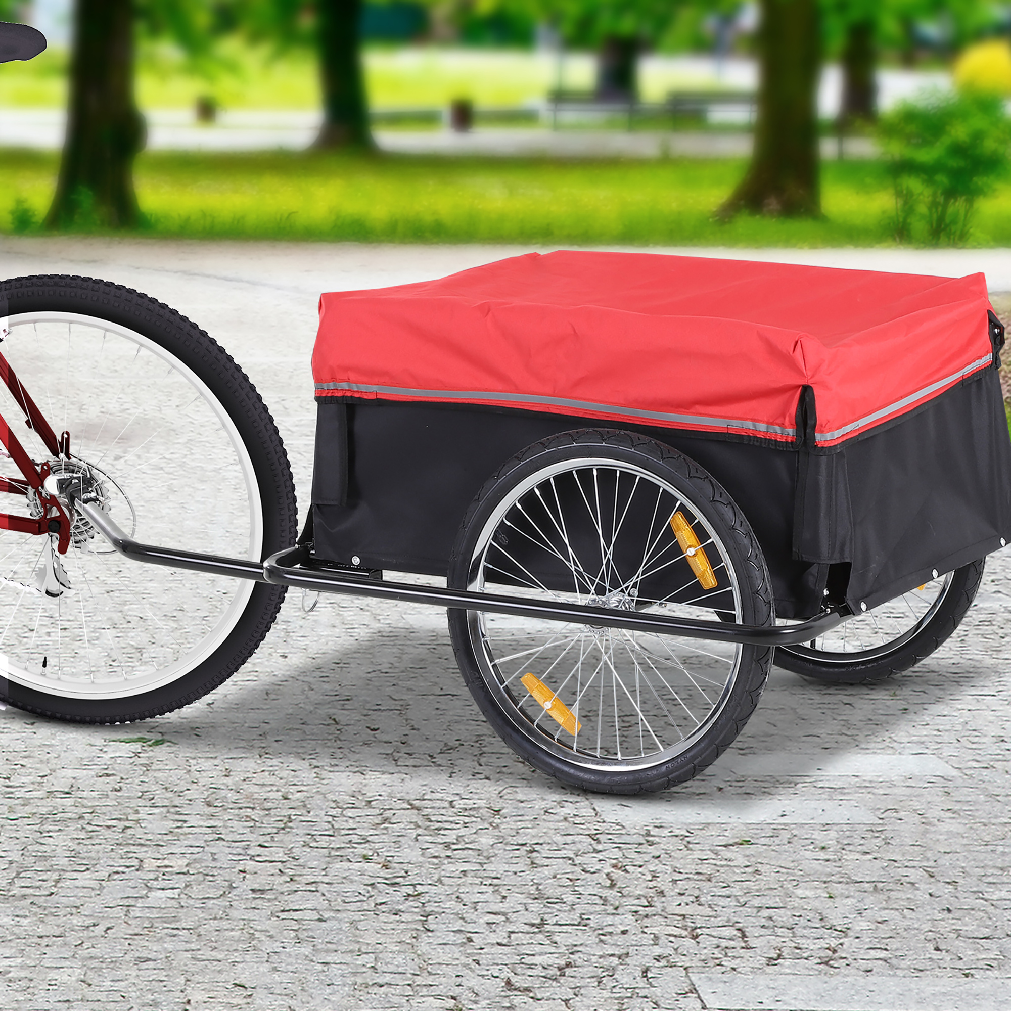 Przyczepka rowerowa transportowa czarno-czerwona homcom