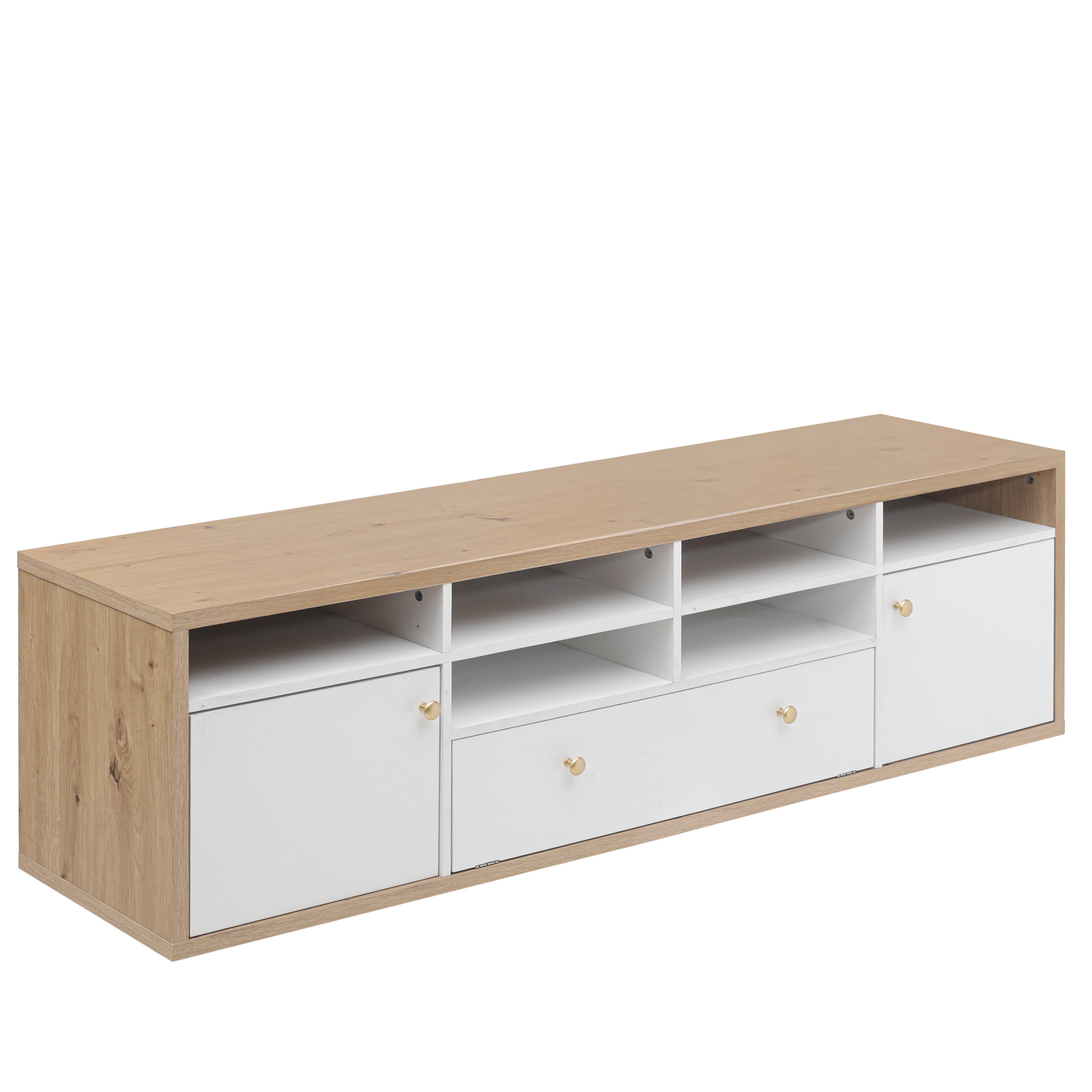 Mobile TV MURUL Lowboard Con Cassetti - Design Moderno, Angoli Curvi
