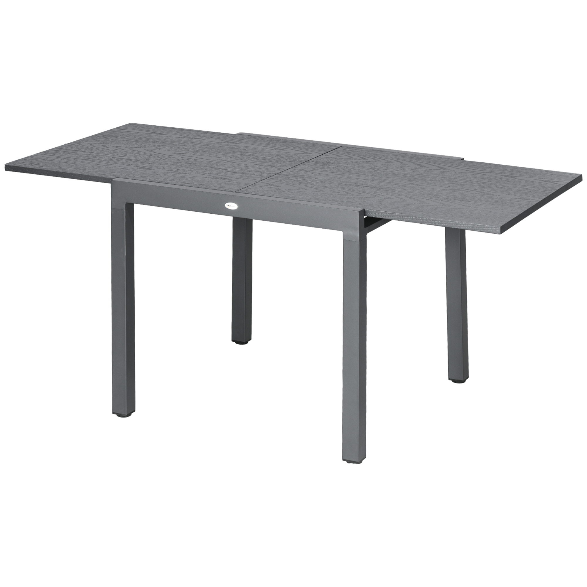 Outsunny uitschuifbare terrastafel, voor 4-6 personen, weerbestendig, stevig aluminium/staal, 80/160 x 80 cm, donkergrijs | Aosom.nl