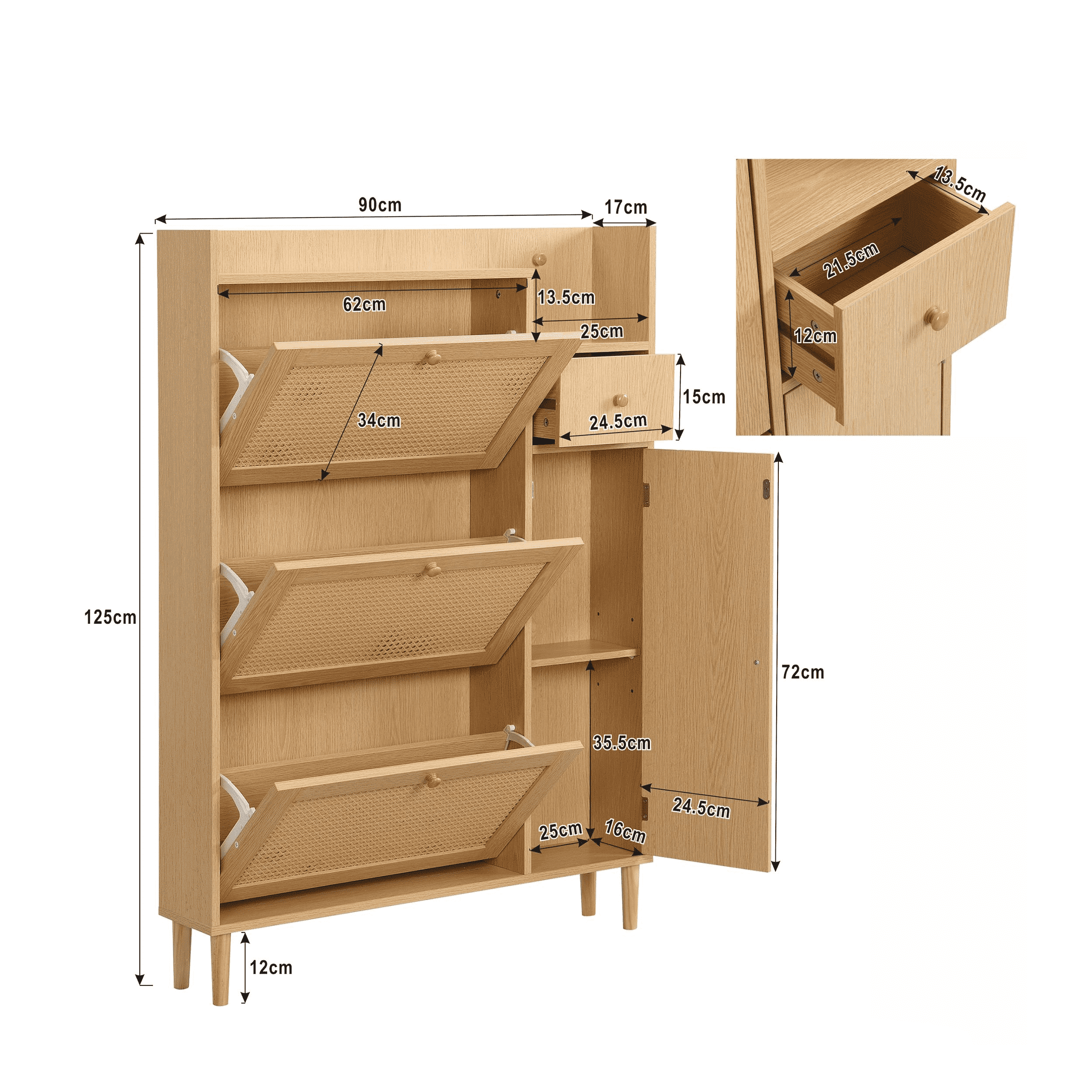 Set 2 Organizzatori Cassetto Pieghevoli - 12 E 16 Scomparti Blu, Tessuto Oxford