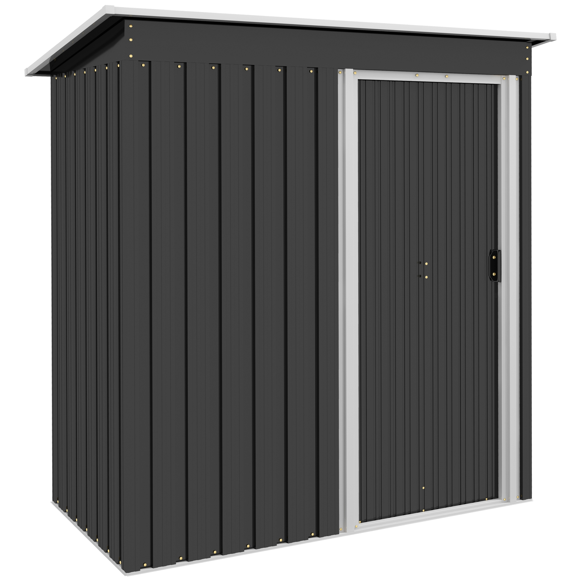 Outsunny Cobertizo de Jardín Exterior 1,5 m² 163x89x182 cm Caseta Metálica con Puerta Corredera y Techo Inclinado Negro