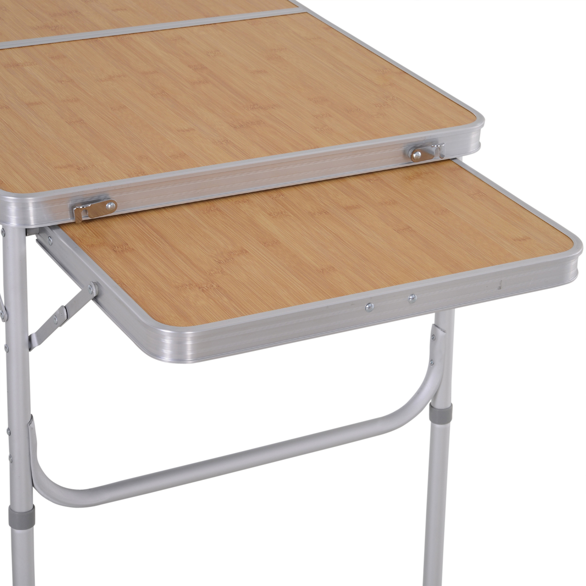 Table De Camping Pliante AKTIVE – Aluminium Et MDF, 90x60x40/70cm, Hauteur Réglable, Antidérapante, Poignée Transport