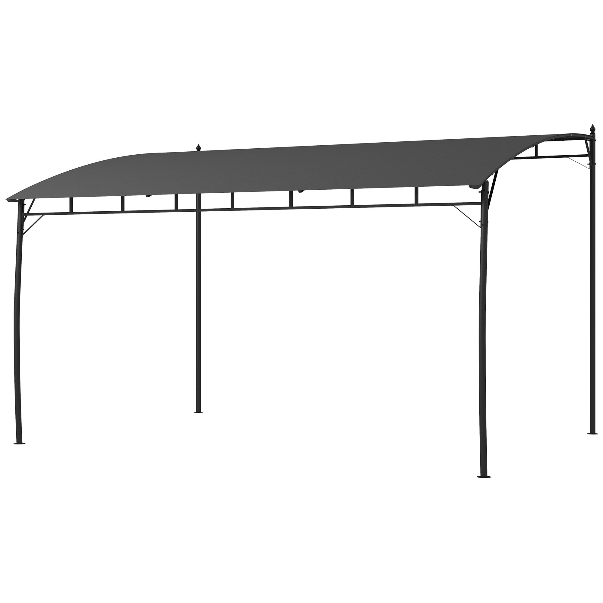 Image of Outsunny Pergola Gazebo con 3 Fori di Drenaggio, in Metallo e Poliestere, 400x296x200/262 cm, Grigio Scuro